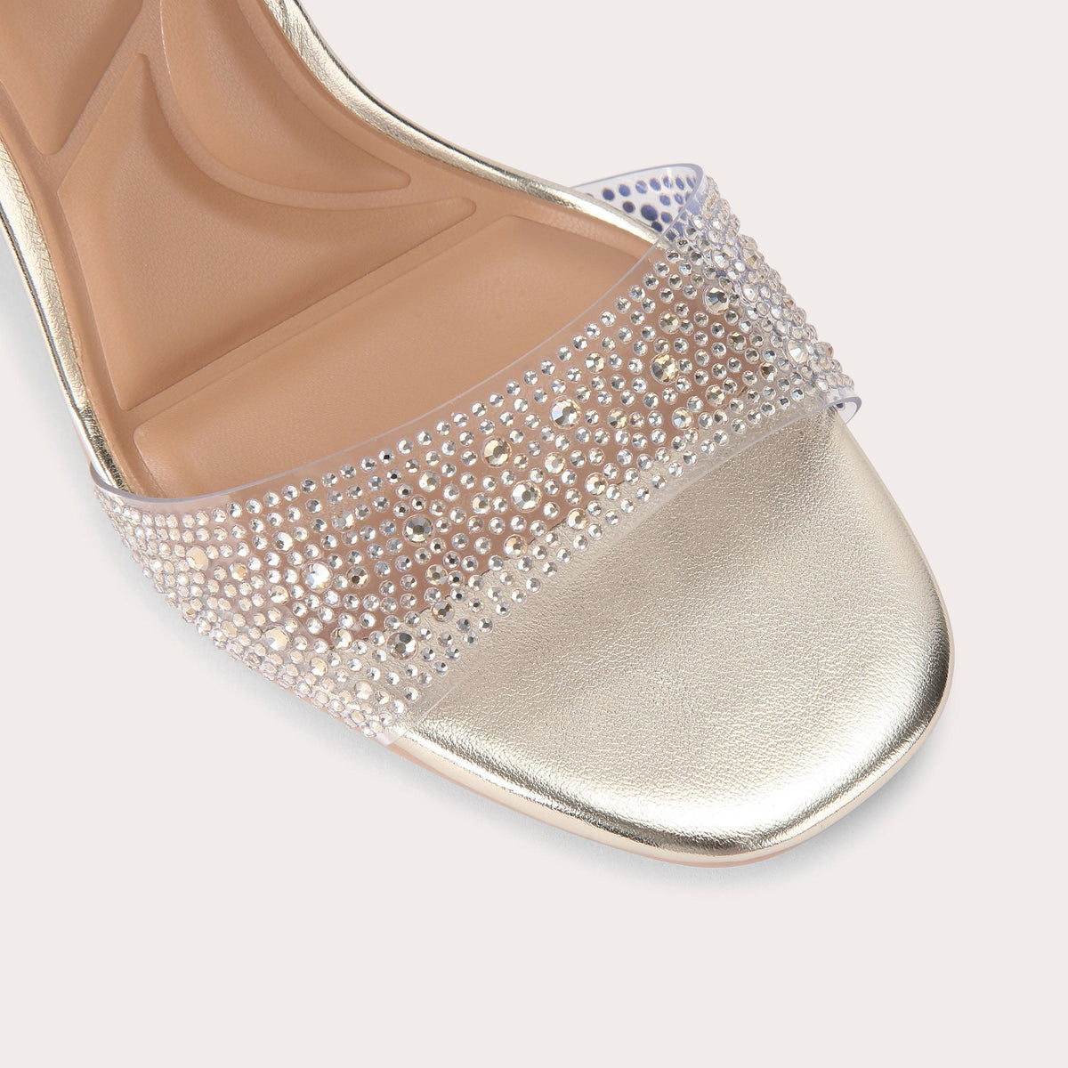 Positano Vinyl — Gold Crystal Heeled Sandal, view 5