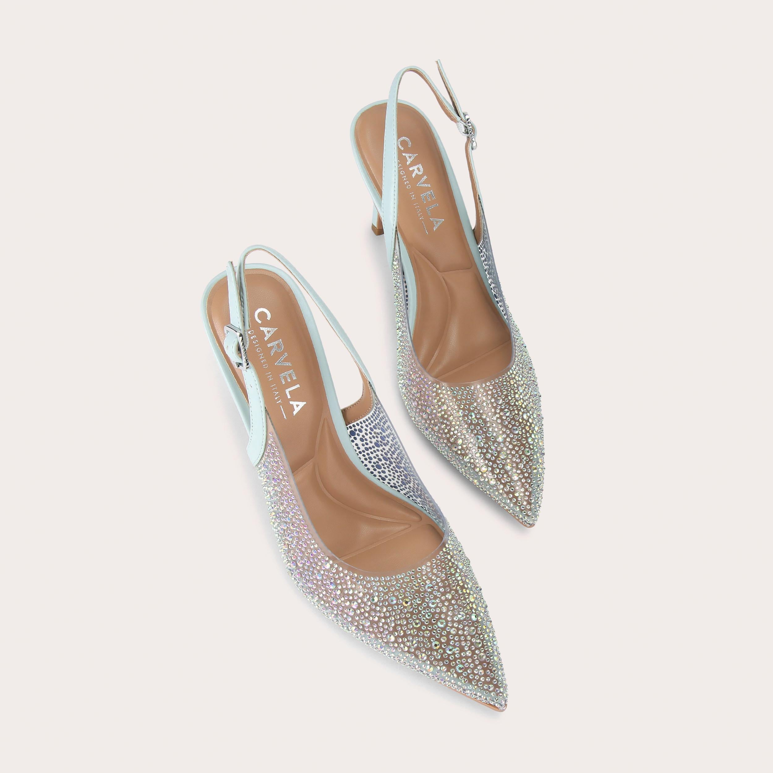 Positano — Turquoise Vinyl Slingback Heel, view 4