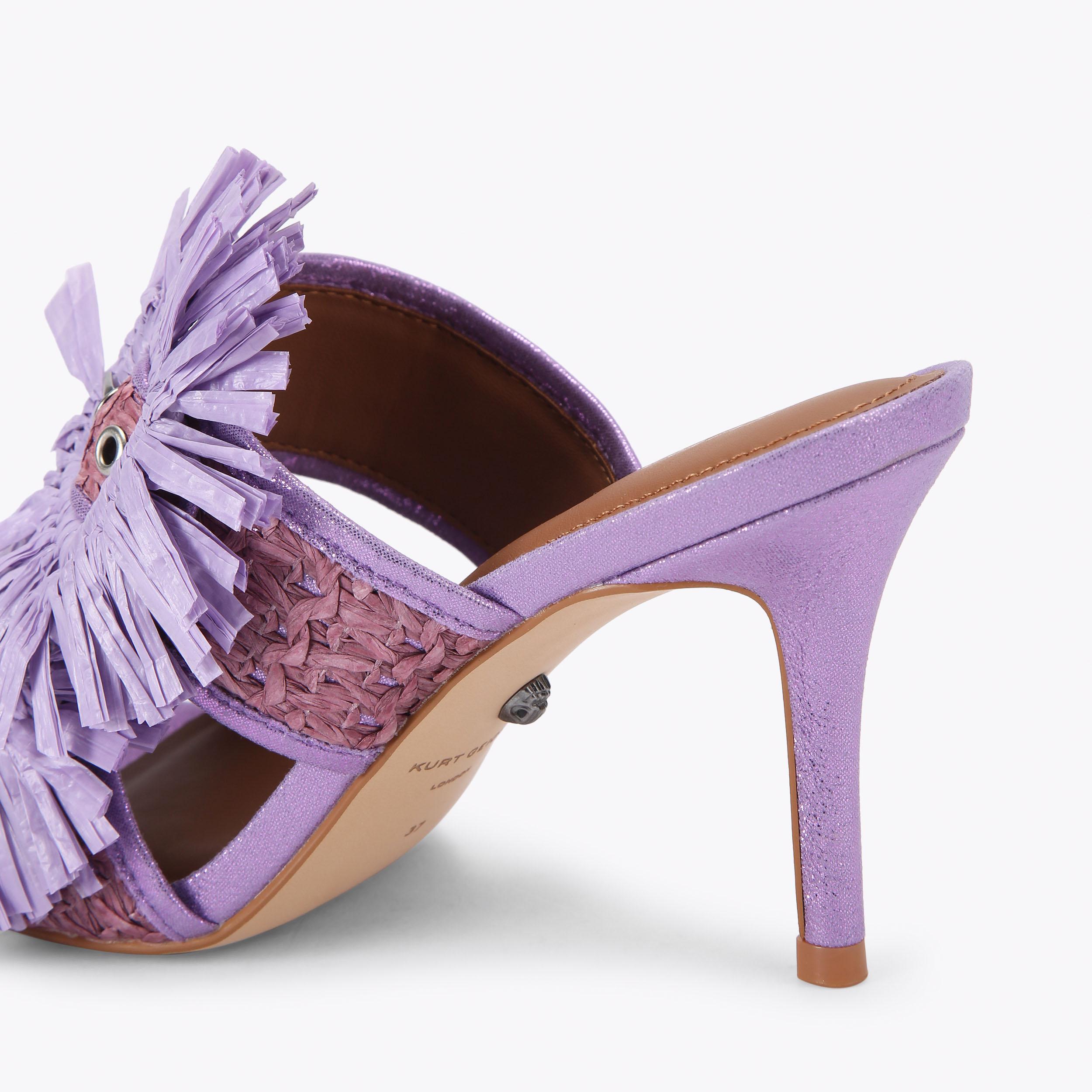 Raffia Buckle Heel — Lilac Metallic Sandal, detail