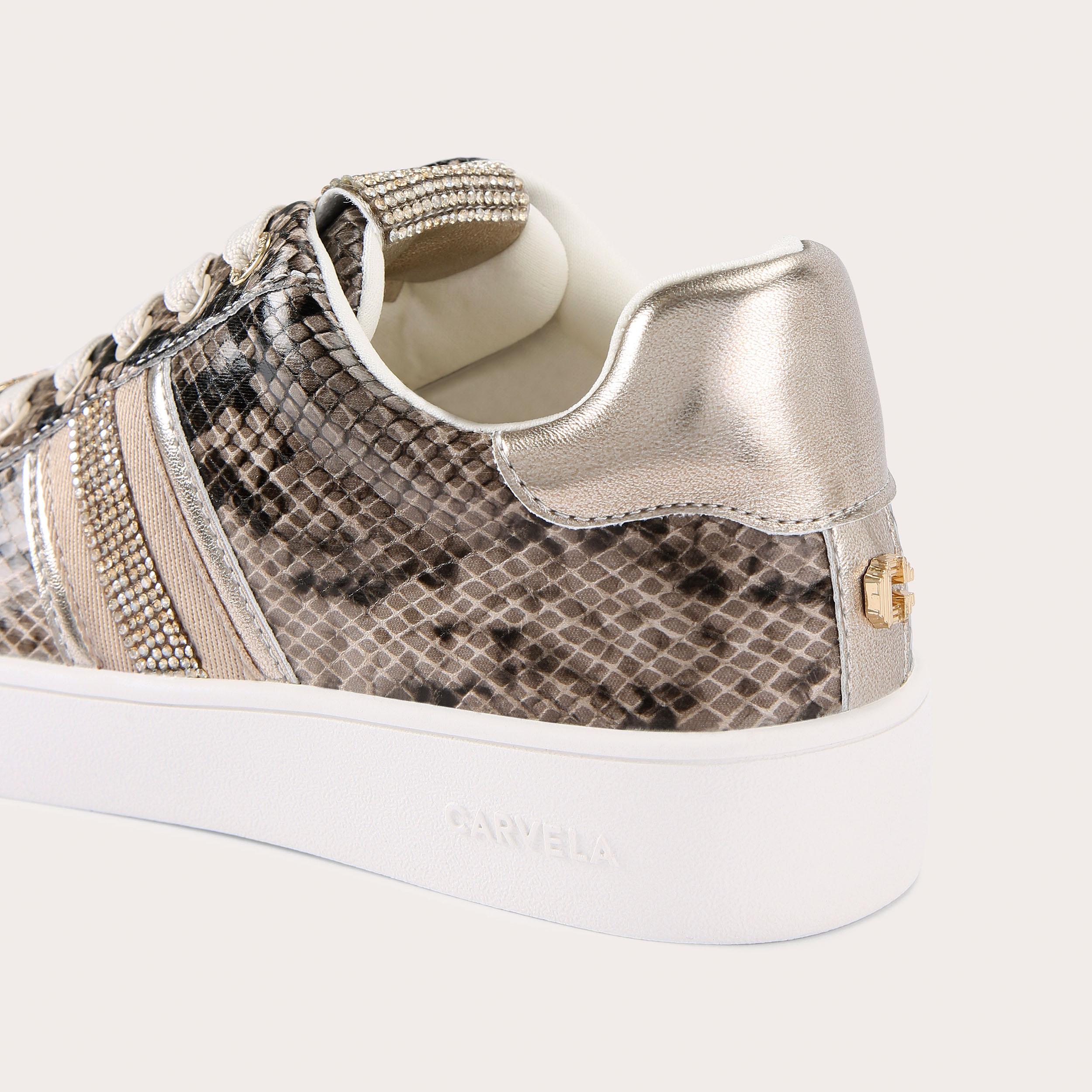 Rapid Trainer — Beige Combination Snake Print Sneaker, detail