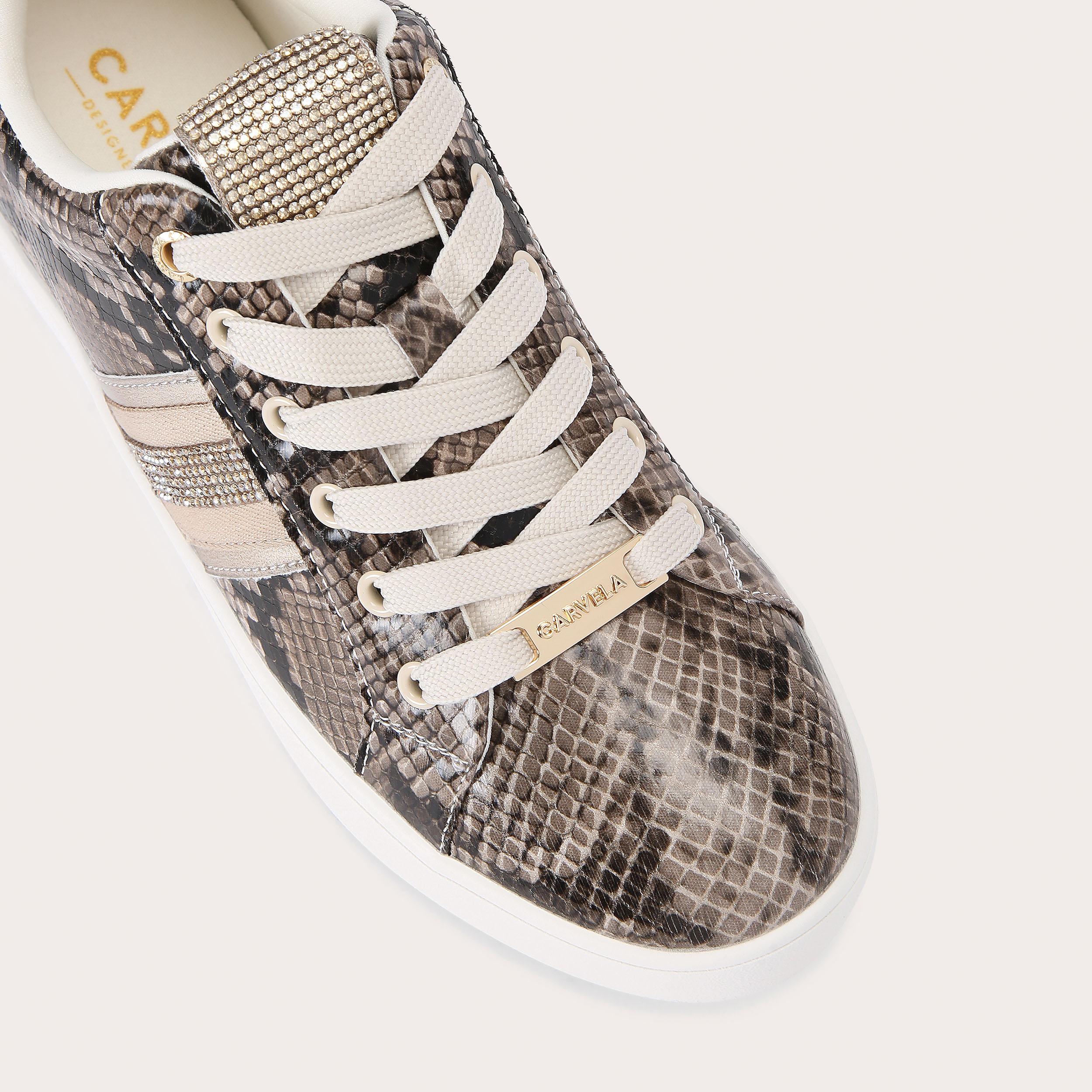 Rapid Trainer — Beige Combination Snake Print Sneaker, view 4