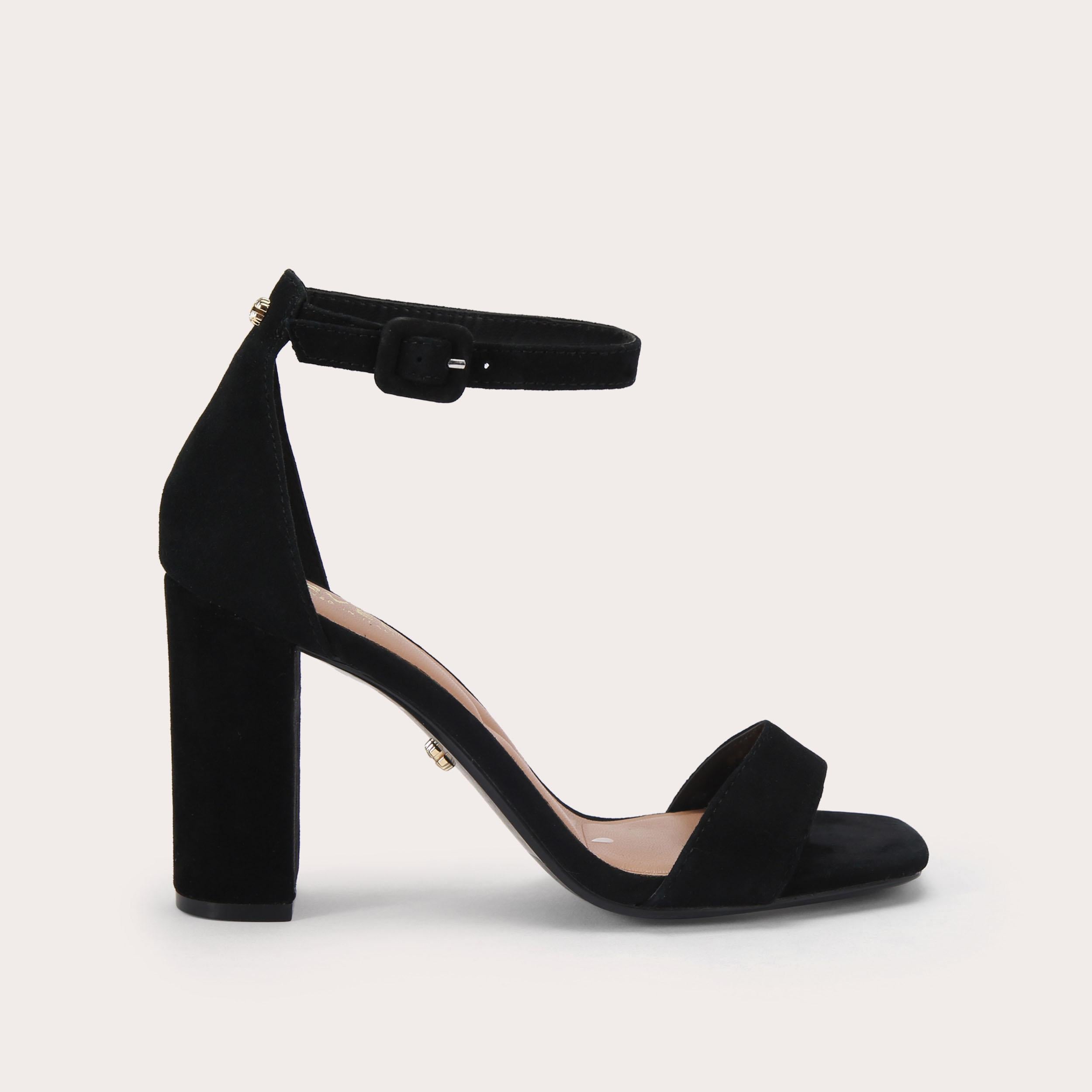 Regatta Heel — Black Suede Sandal, side profile