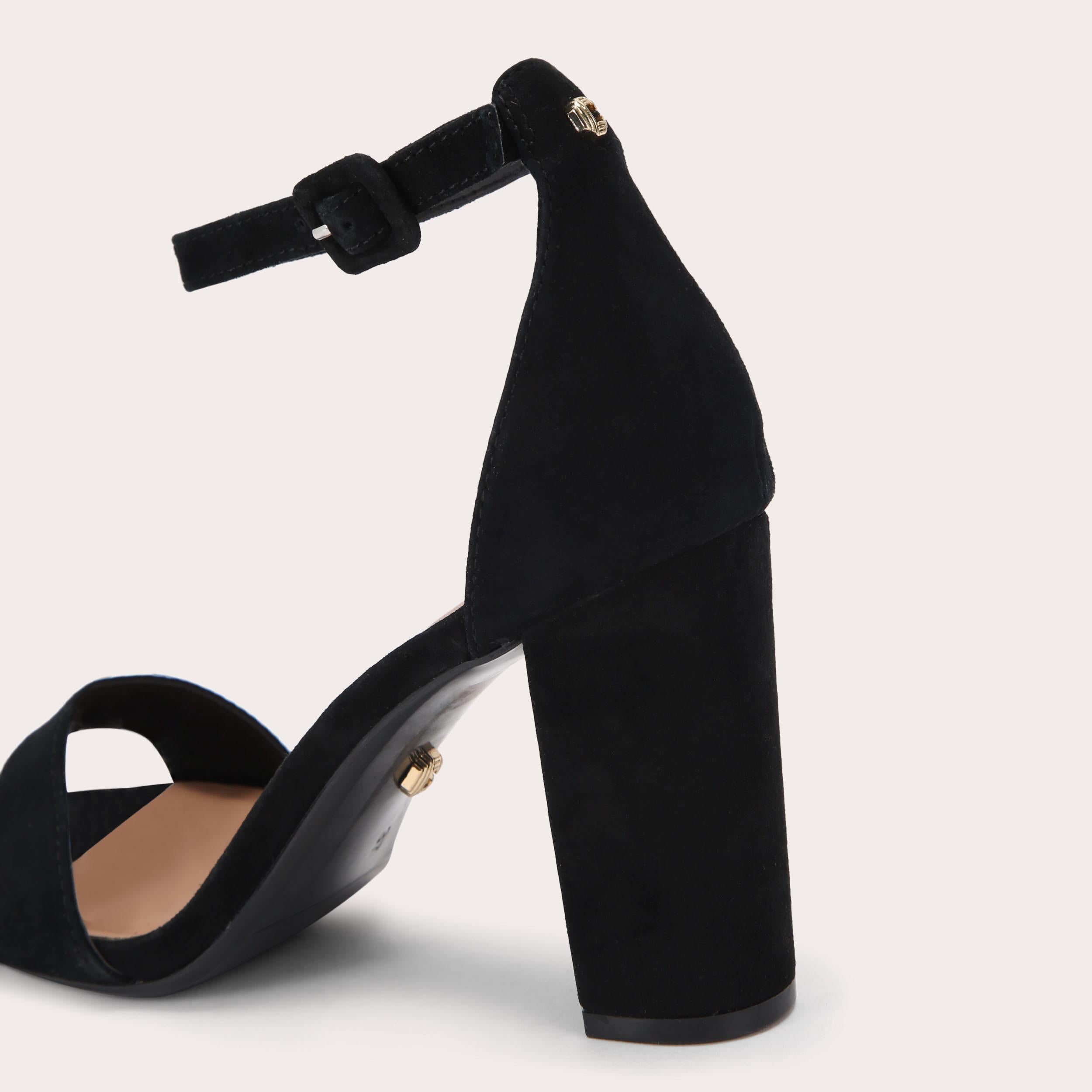 Regatta Heel — Black Suede Sandal, detail