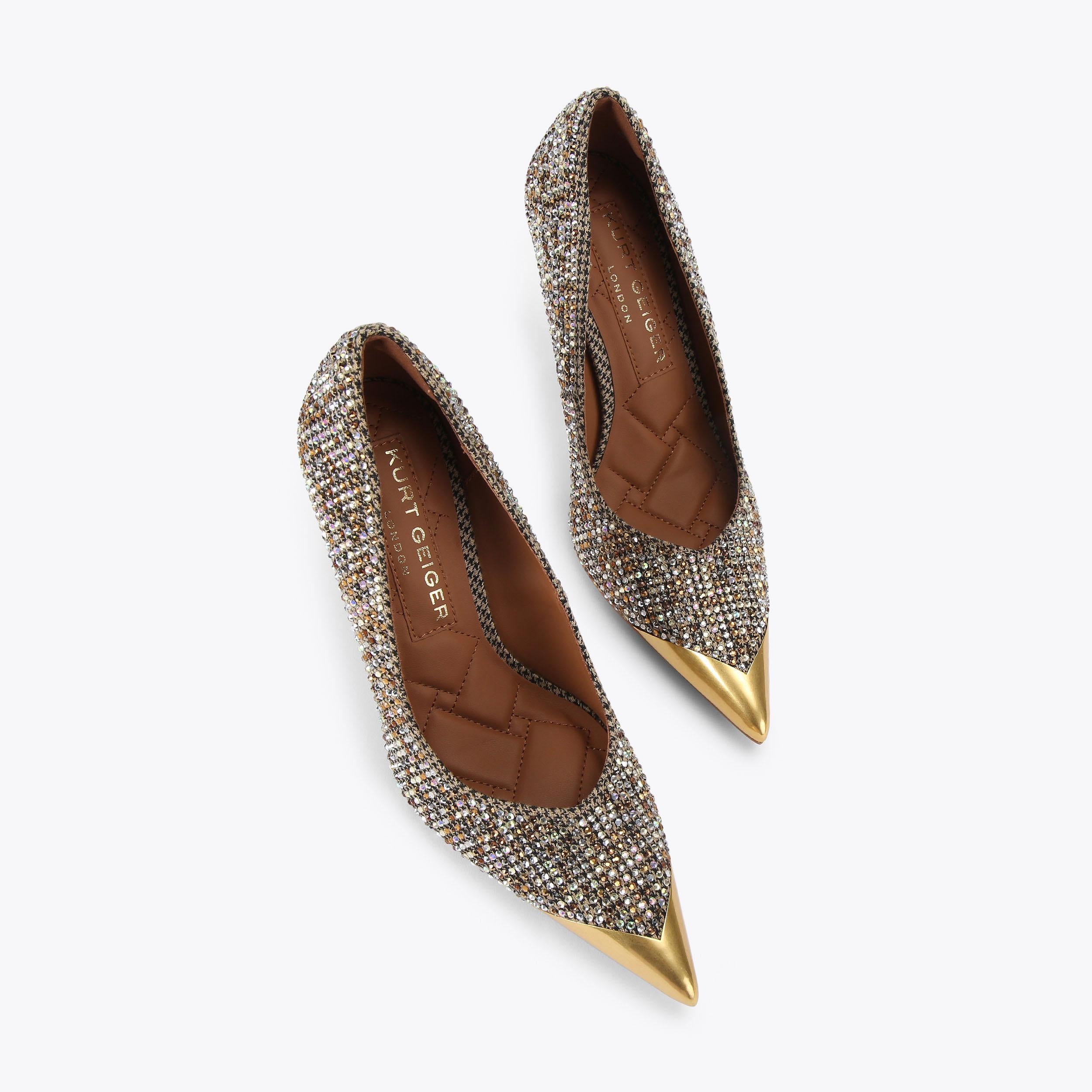 Regent Point Court — Beige Combination Crystal Heel, view 4