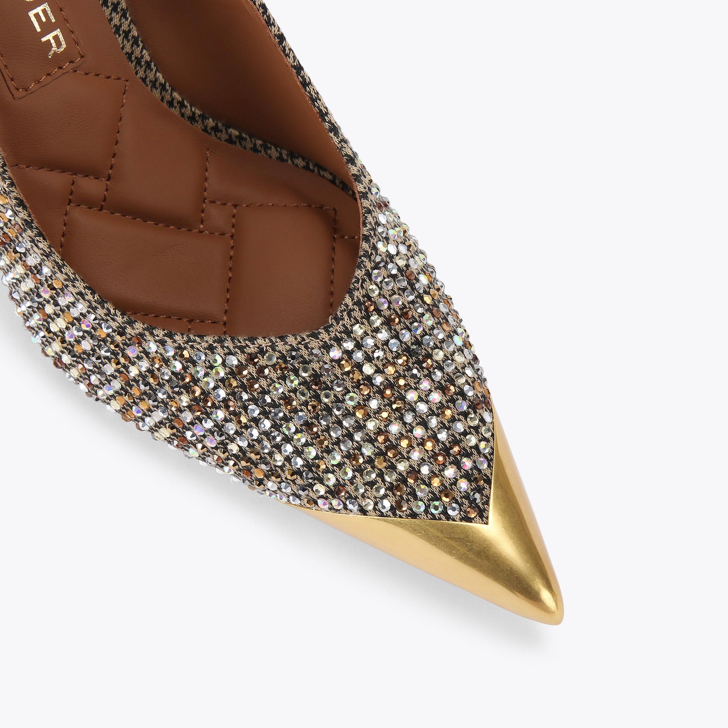 Regent Point Court — Beige Combination Crystal Heel, view 5
