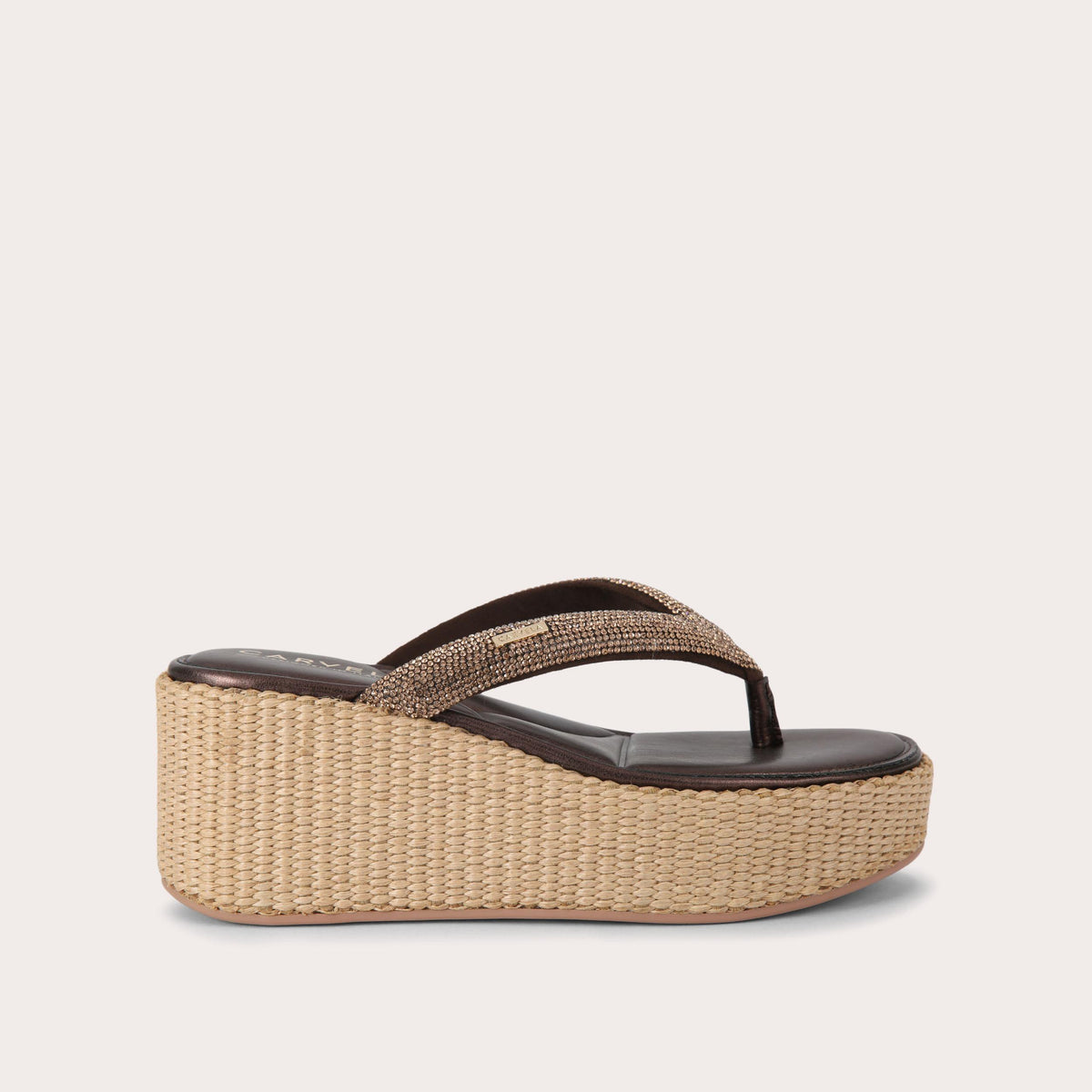 Riviera Flatform — Brown Crystal Sandal, side profile