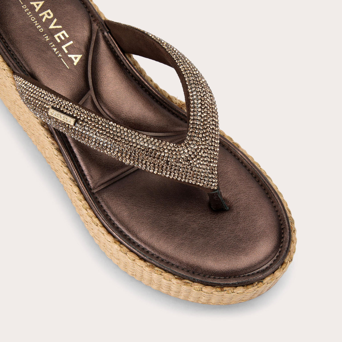 Riviera Flatform — Brown Crystal Sandal, view 5