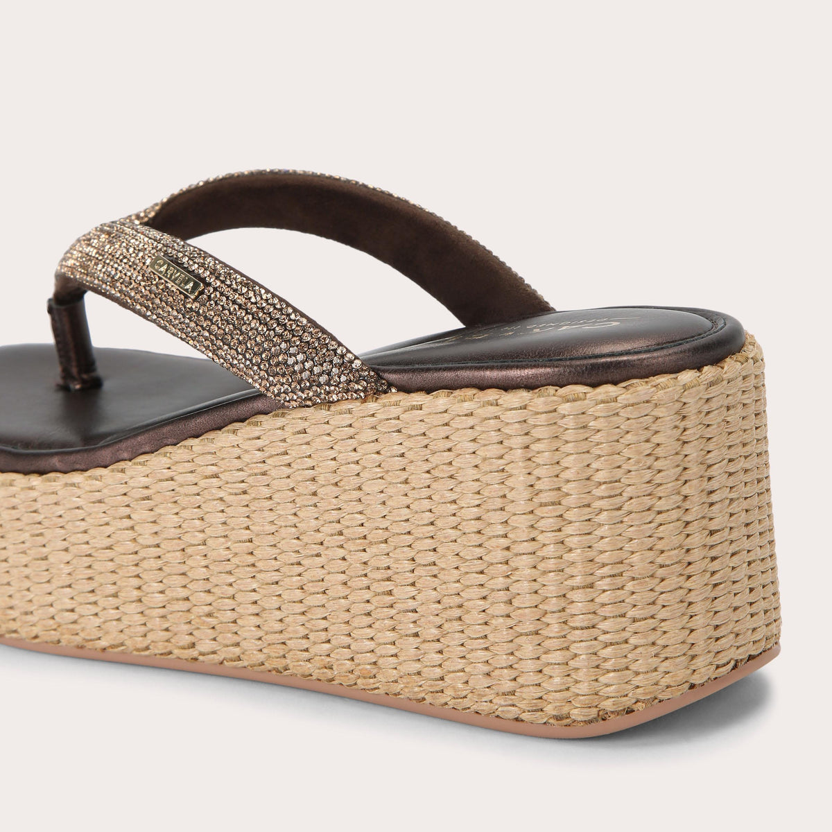 Riviera Flatform — Brown Crystal Sandal, detail