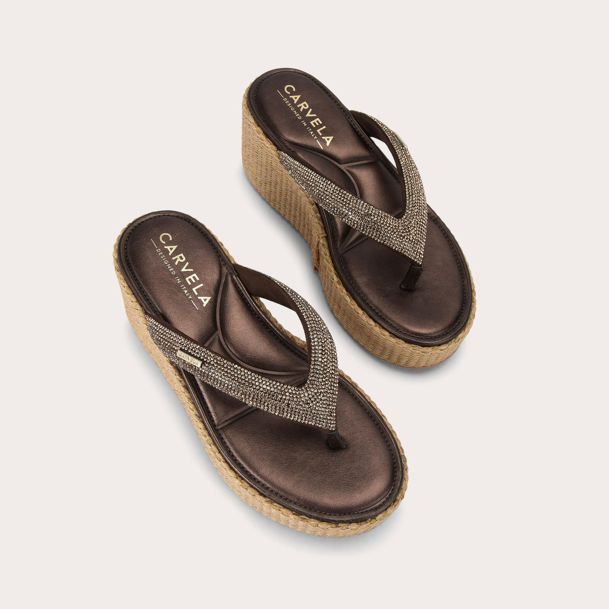 Riviera Flatform — Brown Crystal Sandal, view 4