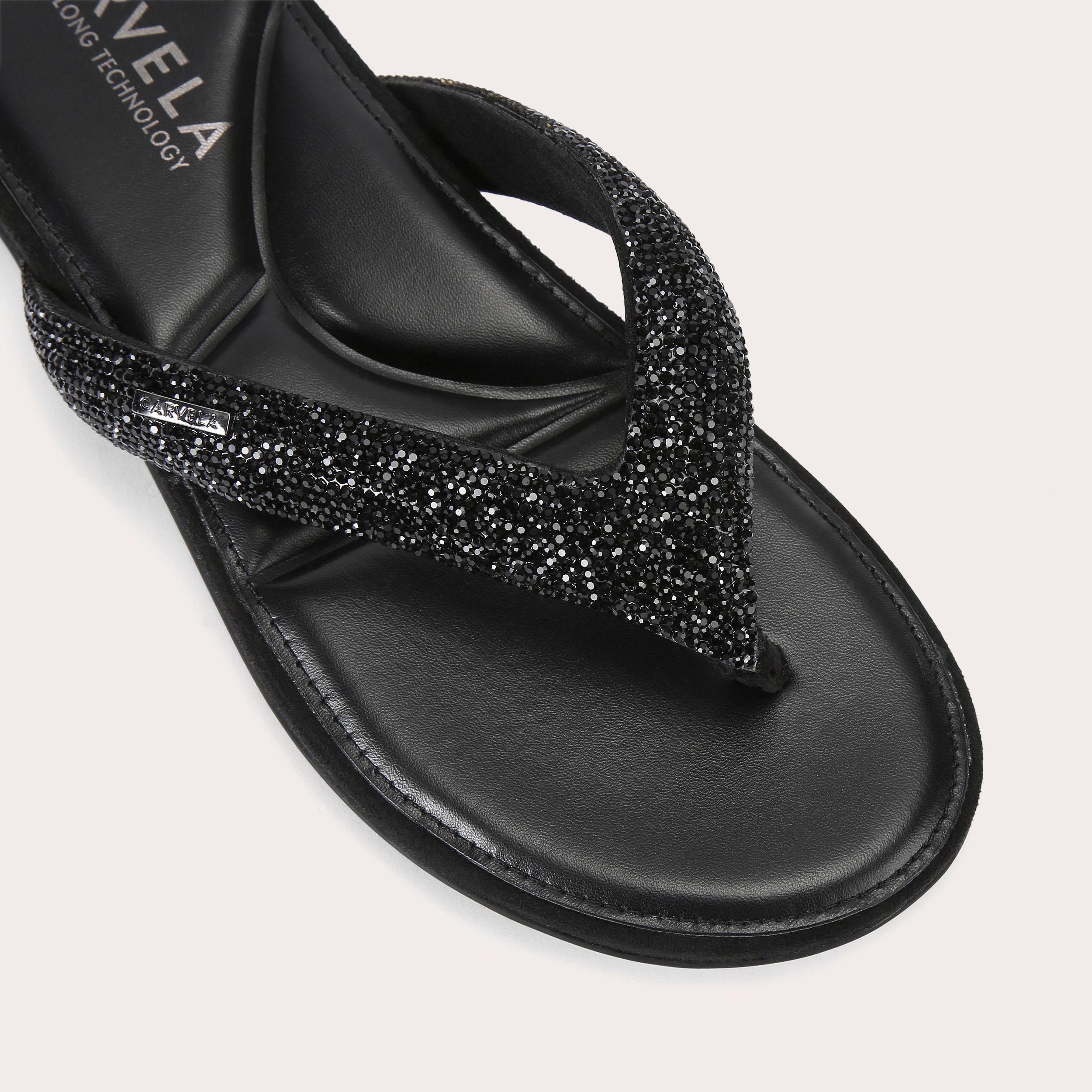 Riviera Jewel — Black Crystal Toe-Post Sandal, view 5