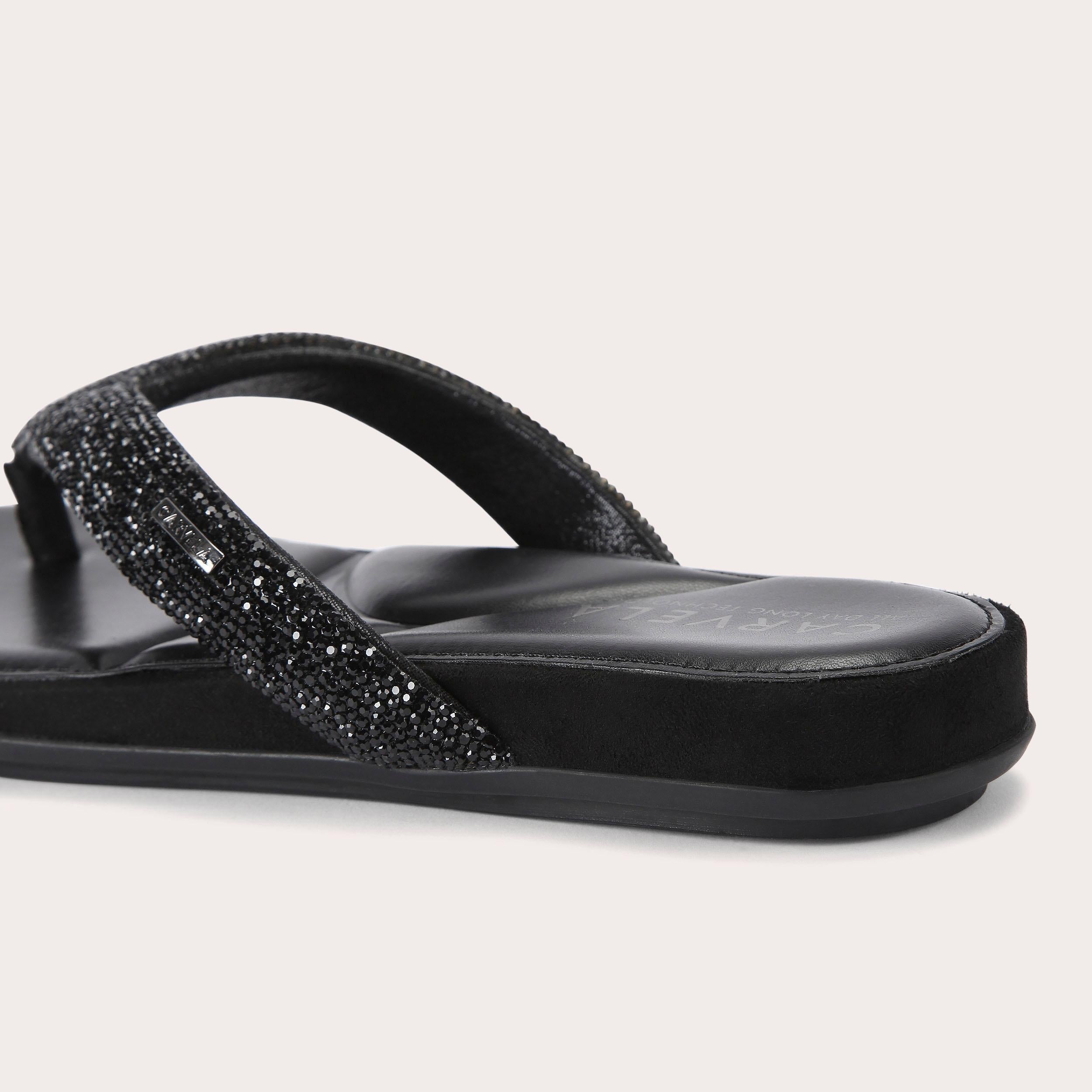 Riviera Jewel — Black Crystal Toe-Post Sandal, detail