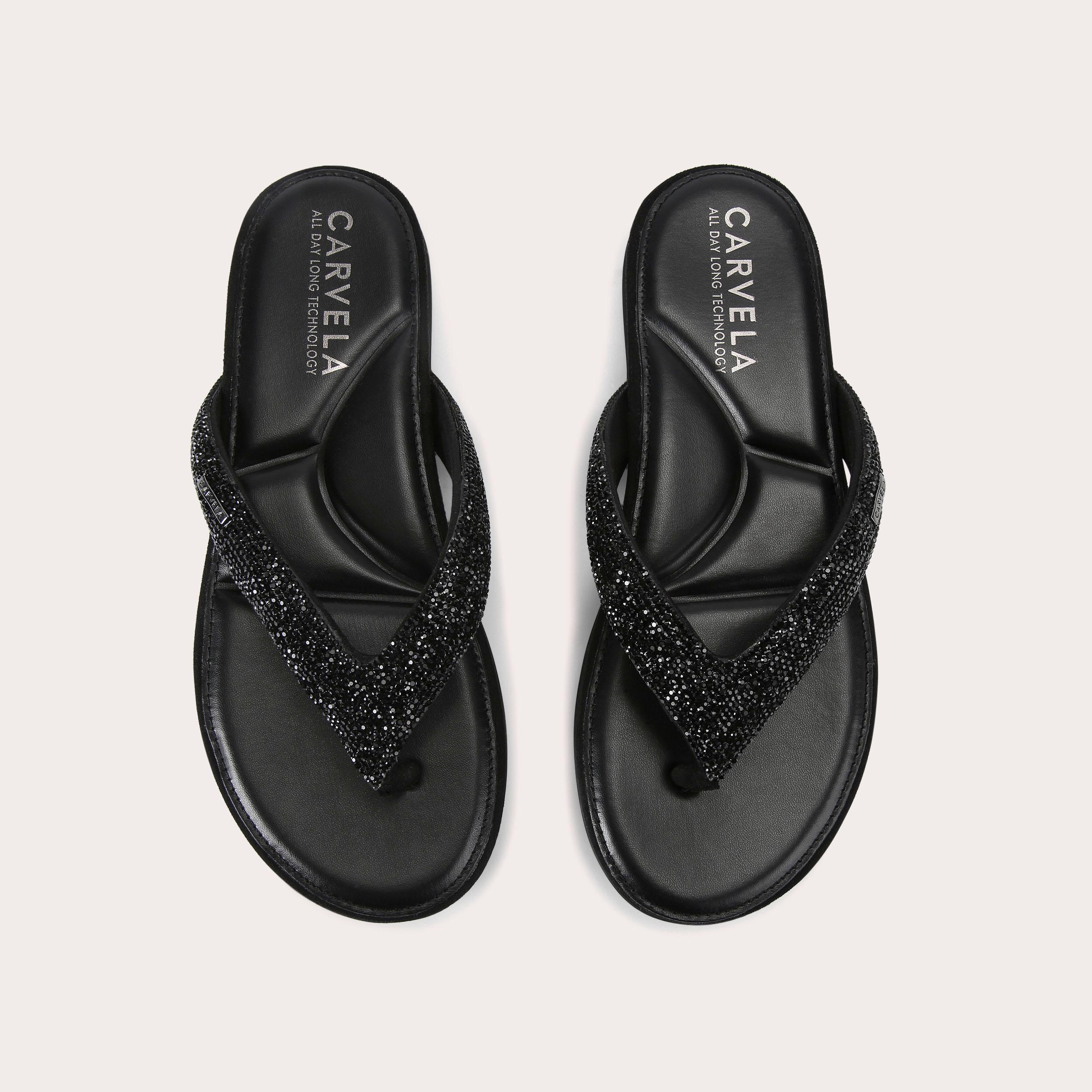 Riviera Jewel — Black Crystal Toe-Post Sandal, view 4