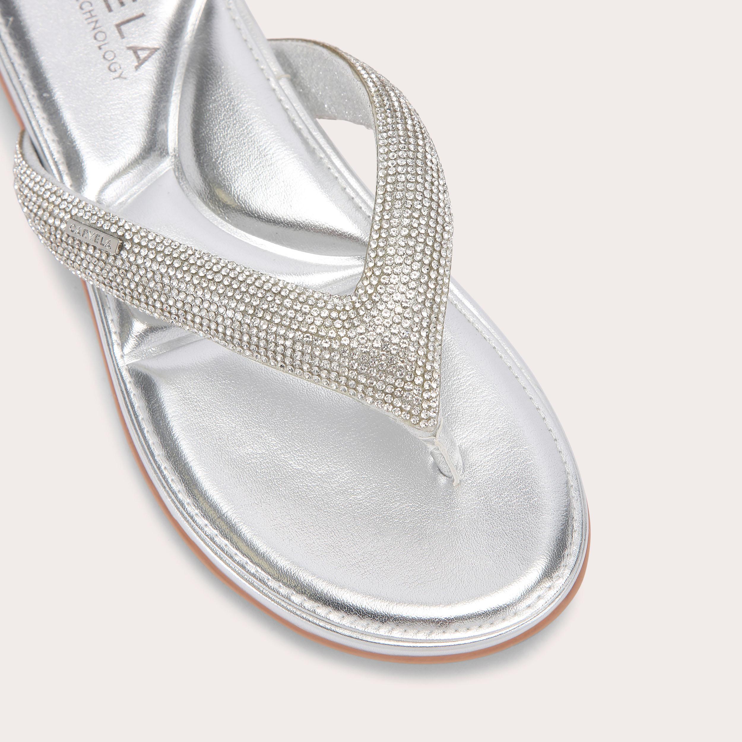 Riviera Jewel — Silver Crystal Flip-Flop Sandal, view 5