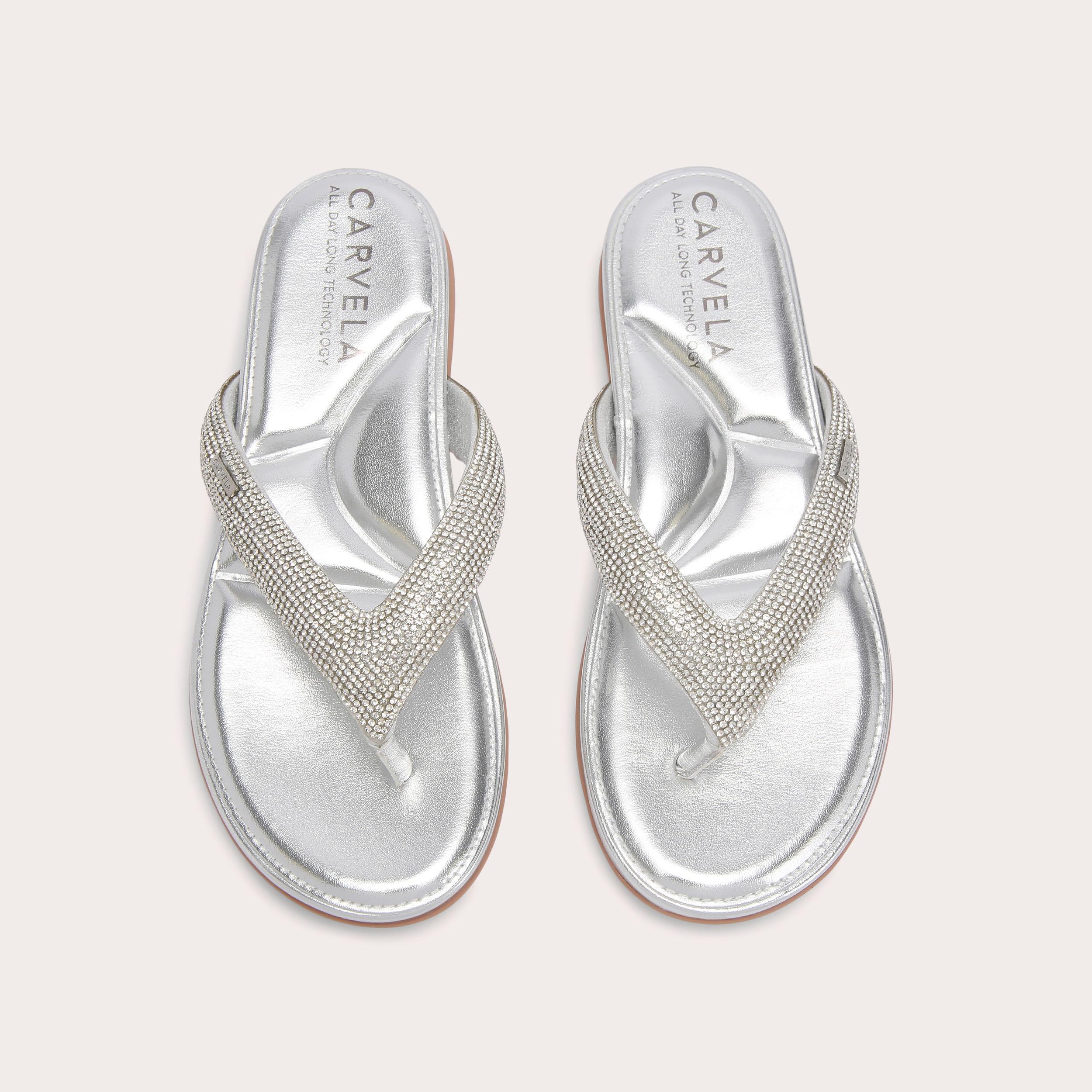 Riviera Jewel — Silver Crystal Flip-Flop Sandal, view 4