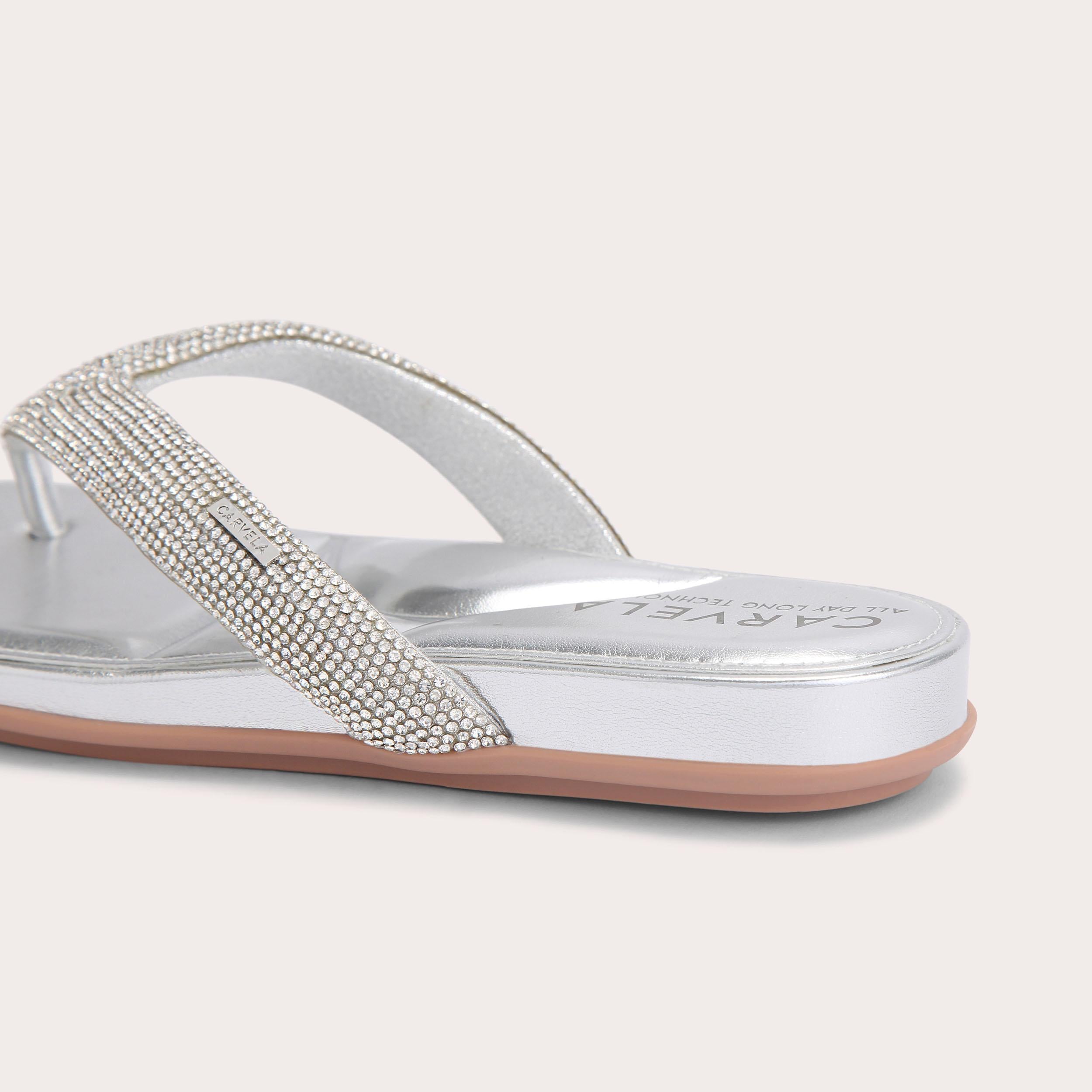 Riviera Jewel — Silver Crystal Flip-Flop Sandal, detail