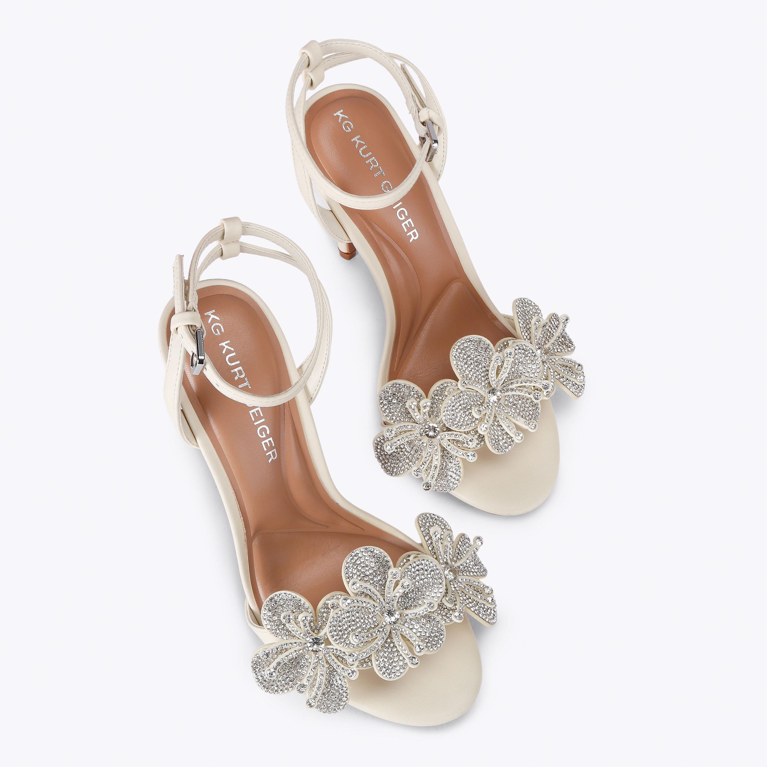 KG Kurt Geiger Saskia Heel — Bone Crystal Flower Sandal, view 4
