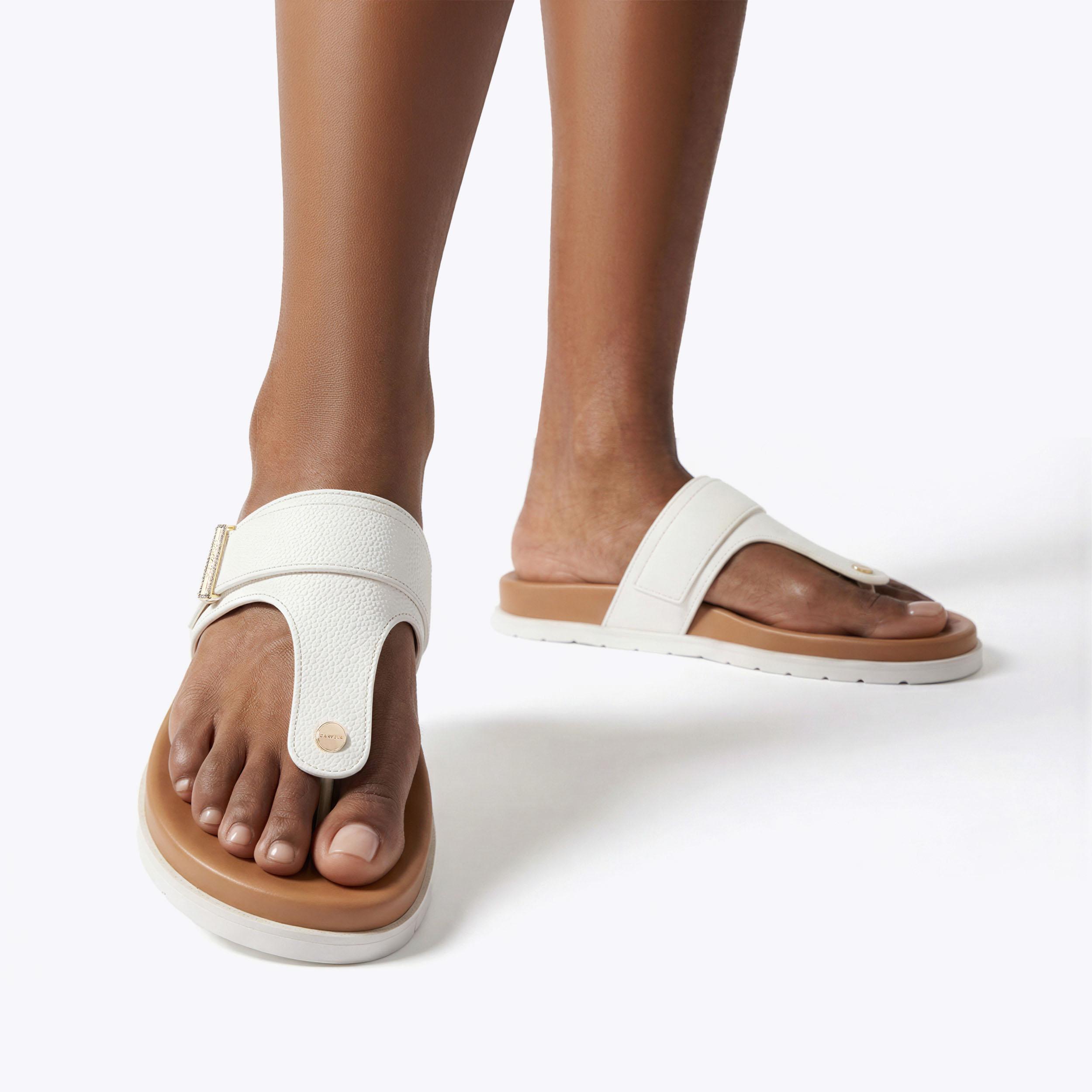 Serena — White Toe Post Sandal, worn on foot