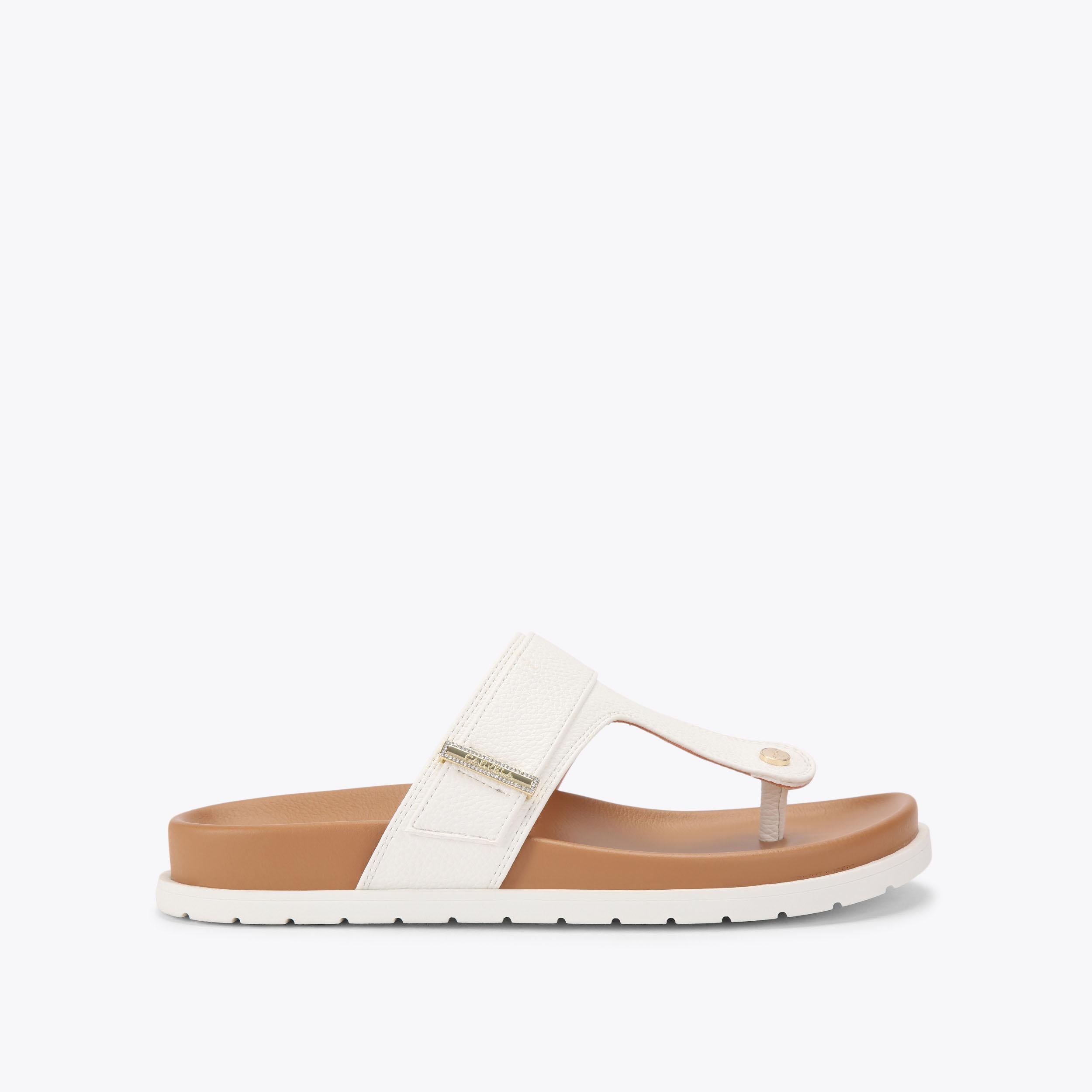 Serena — White Toe Post Sandal, side profile
