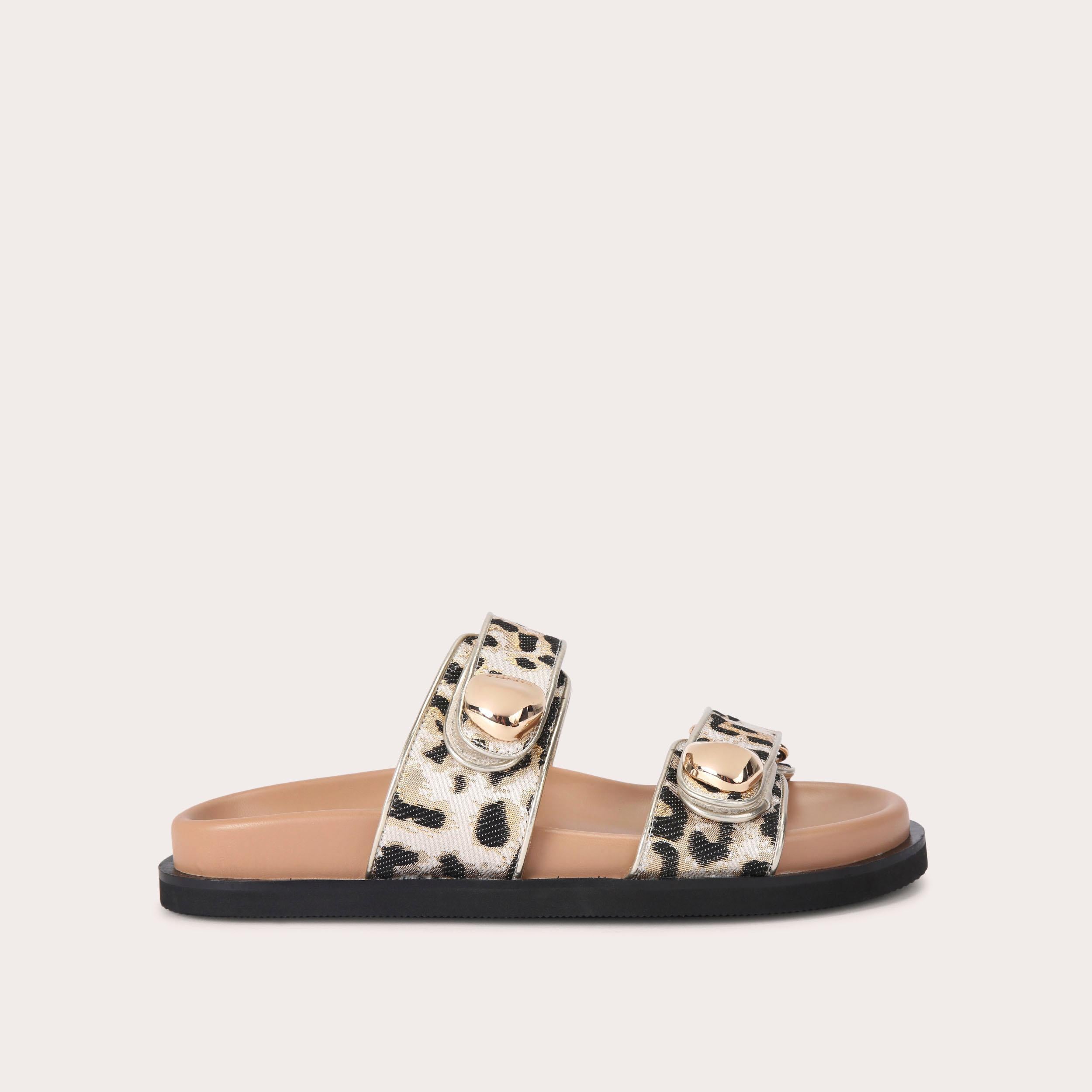 Sorano — Gold Combination Leopard Sandal, side profile