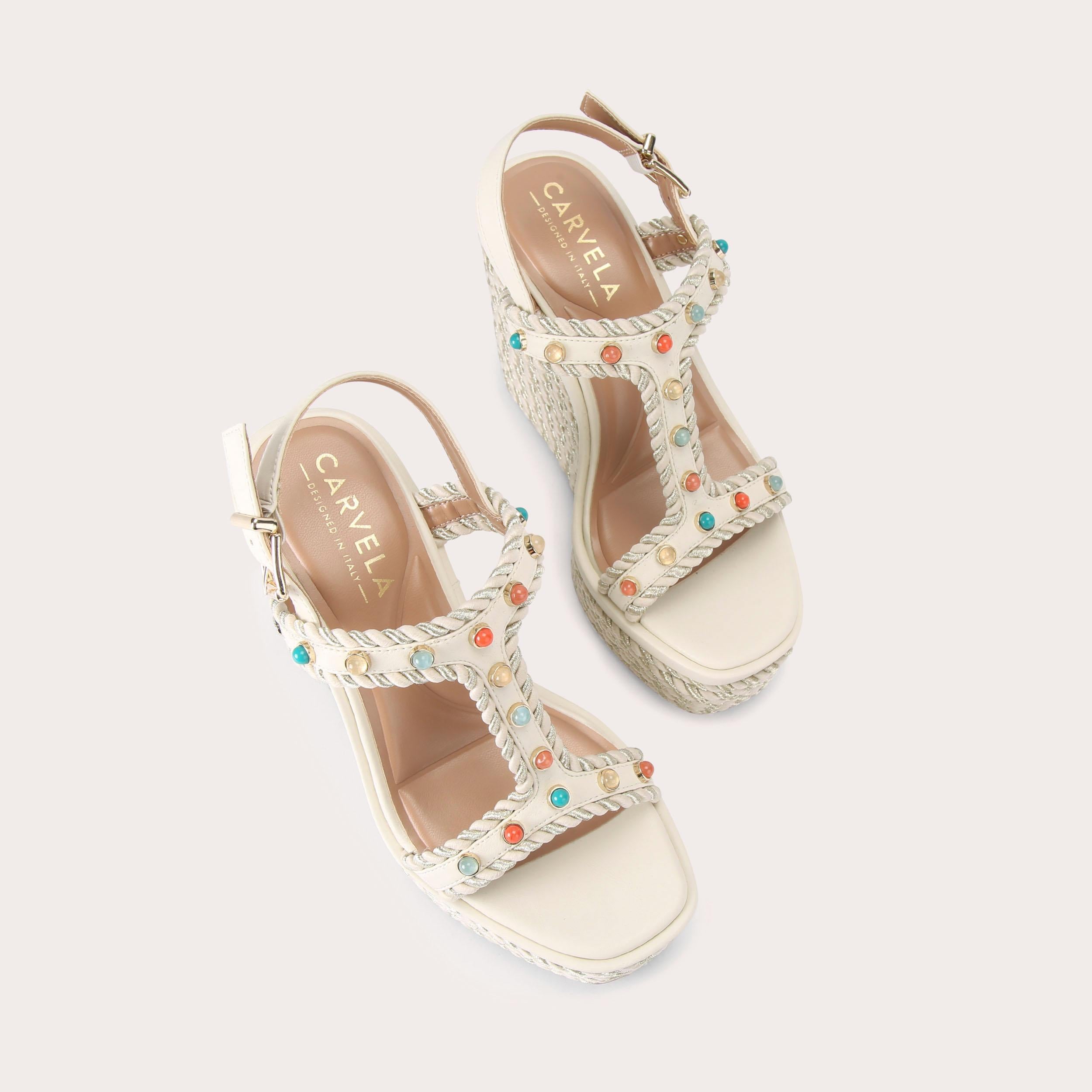 Sorella Wedge — Bone Crystal Sandal, view 4