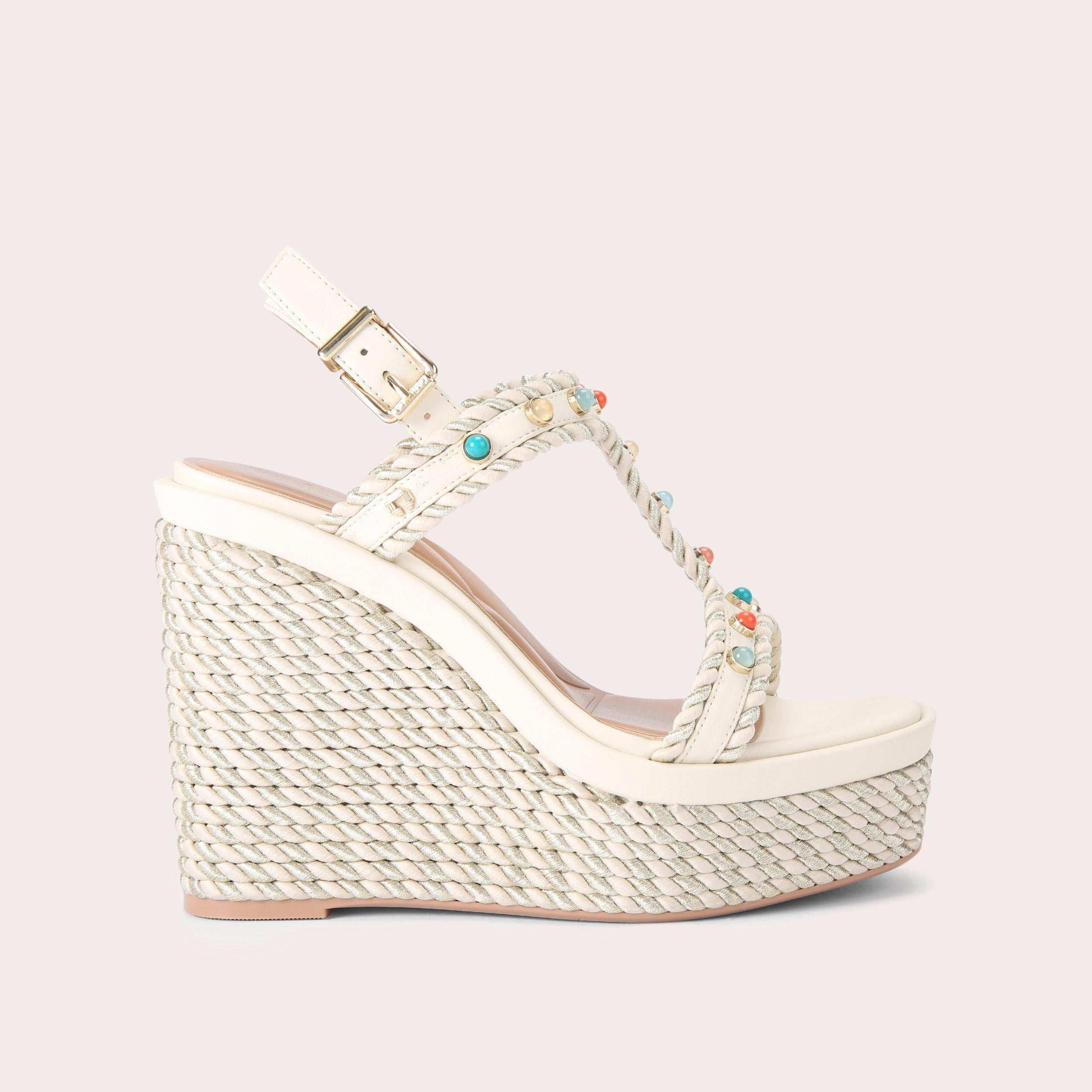 Sorella Wedge — Bone Crystal Sandal, side profile