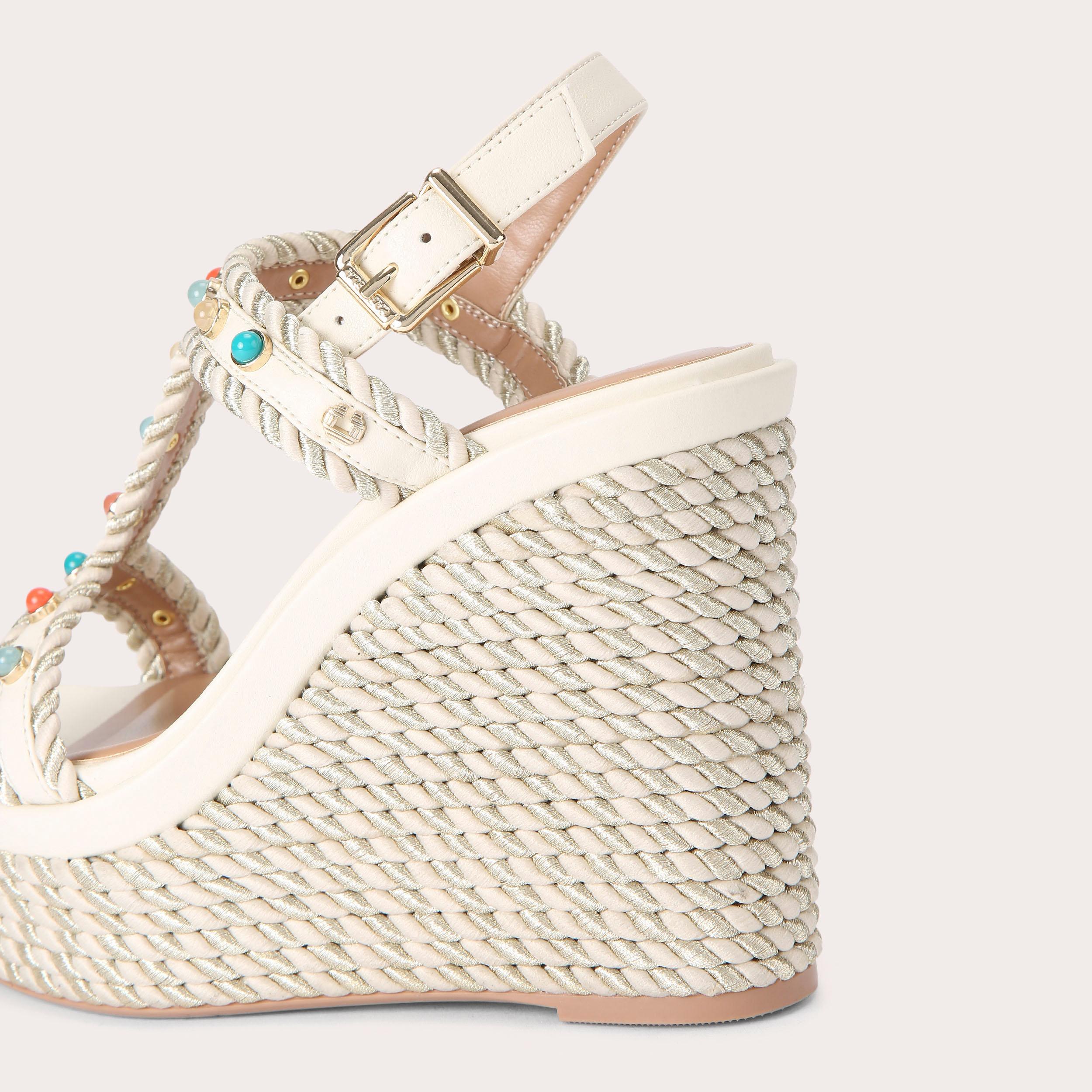 Sorella Wedge — Bone Crystal Sandal, detail