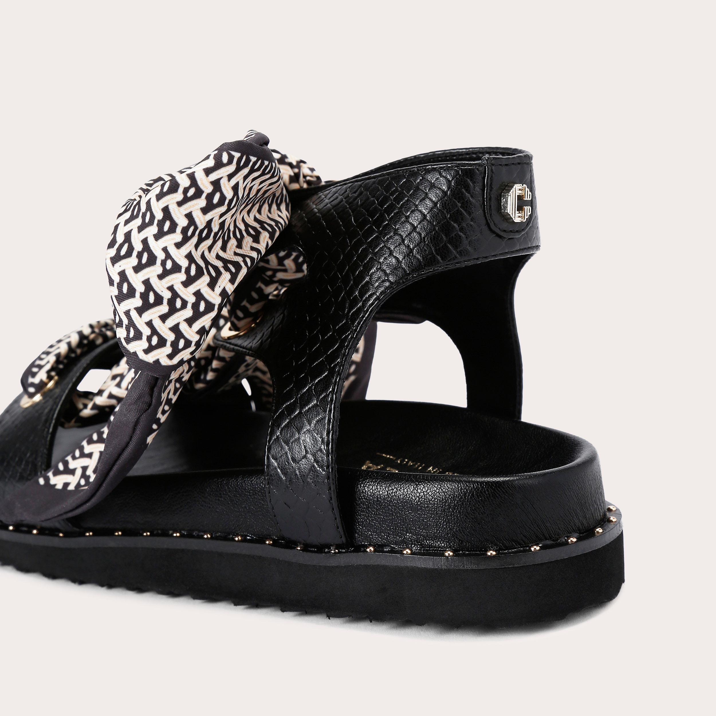 Sorrento Scarf Sandal — Black Lizard-Effect Sandal, detail