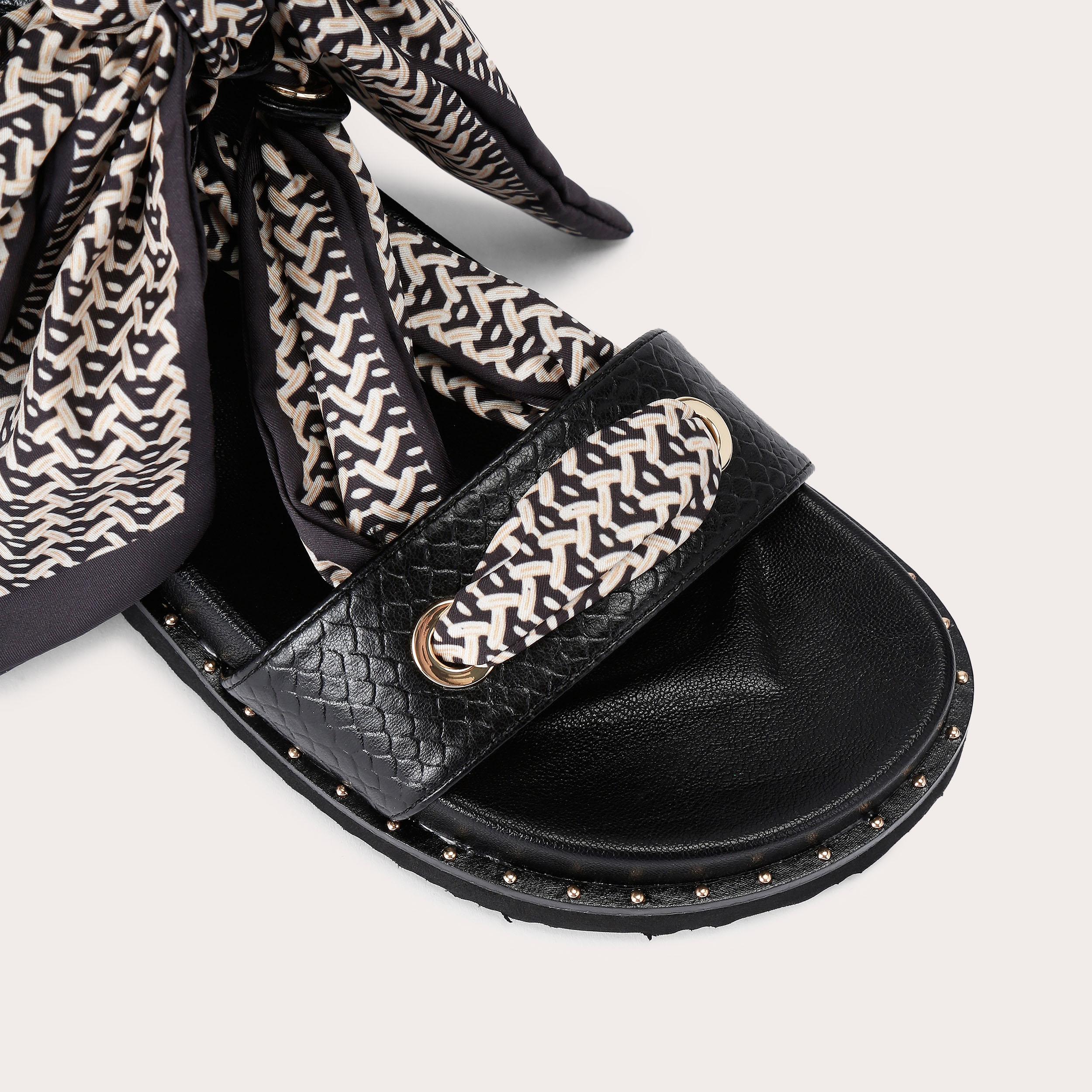 Sorrento Scarf Sandal — Black Lizard-Effect Sandal, view 5