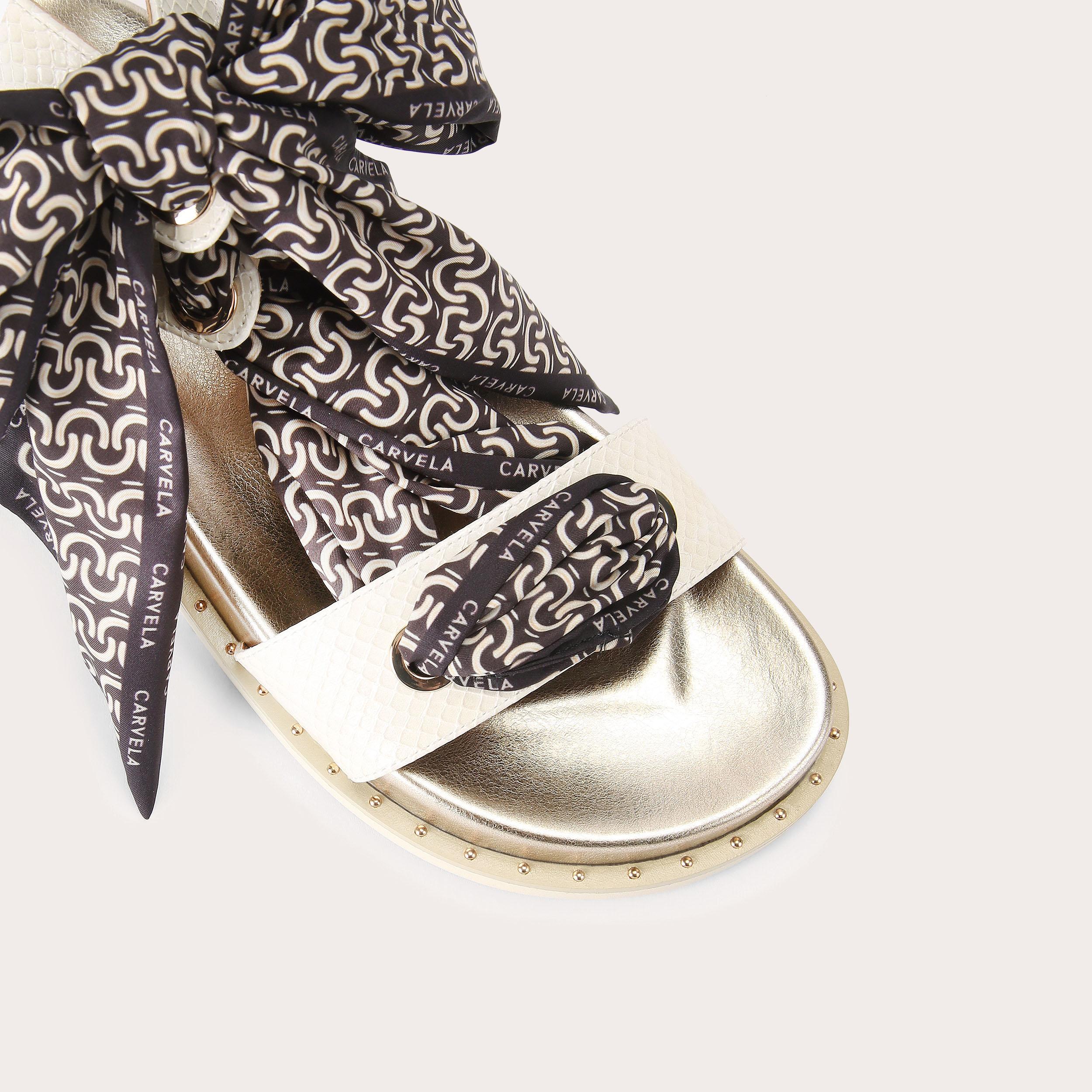 Sorrento Scarf Sandal — Bone Lizard-Embossed Sandal, view 5