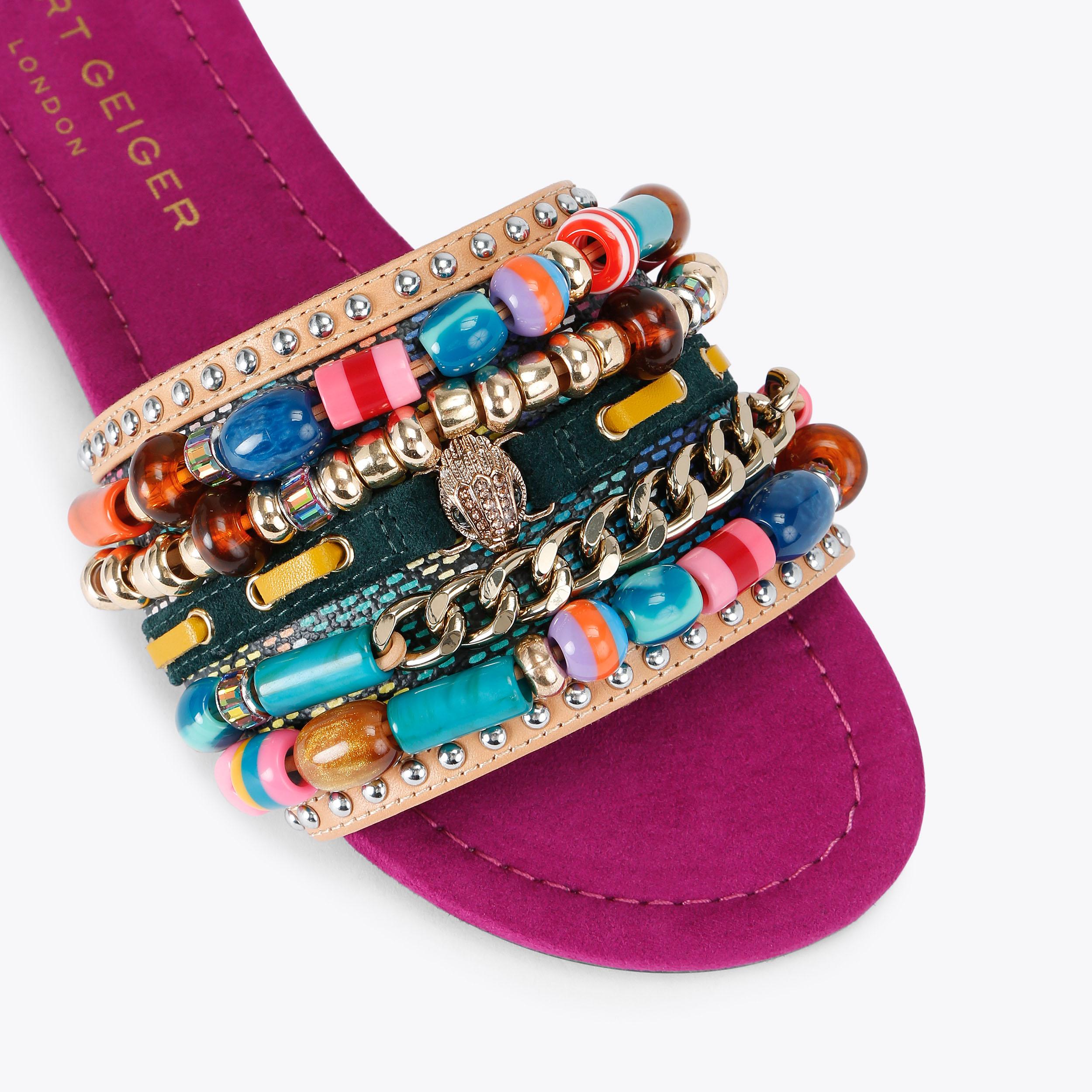 Southbank Beaded Flat — Fuchsia Combination Sandal, view 5
