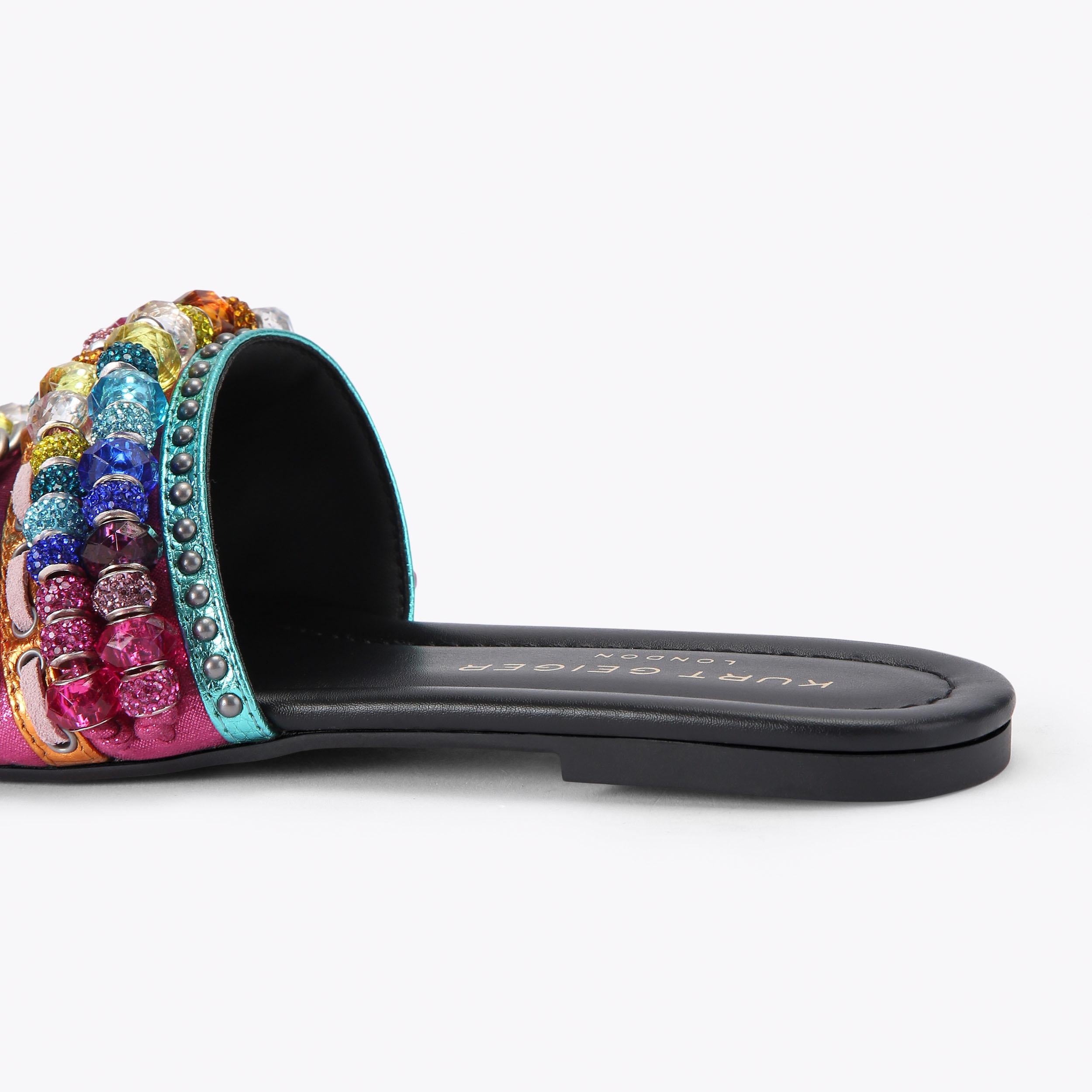 Southbank Beaded Flat — Black Sandal, detail