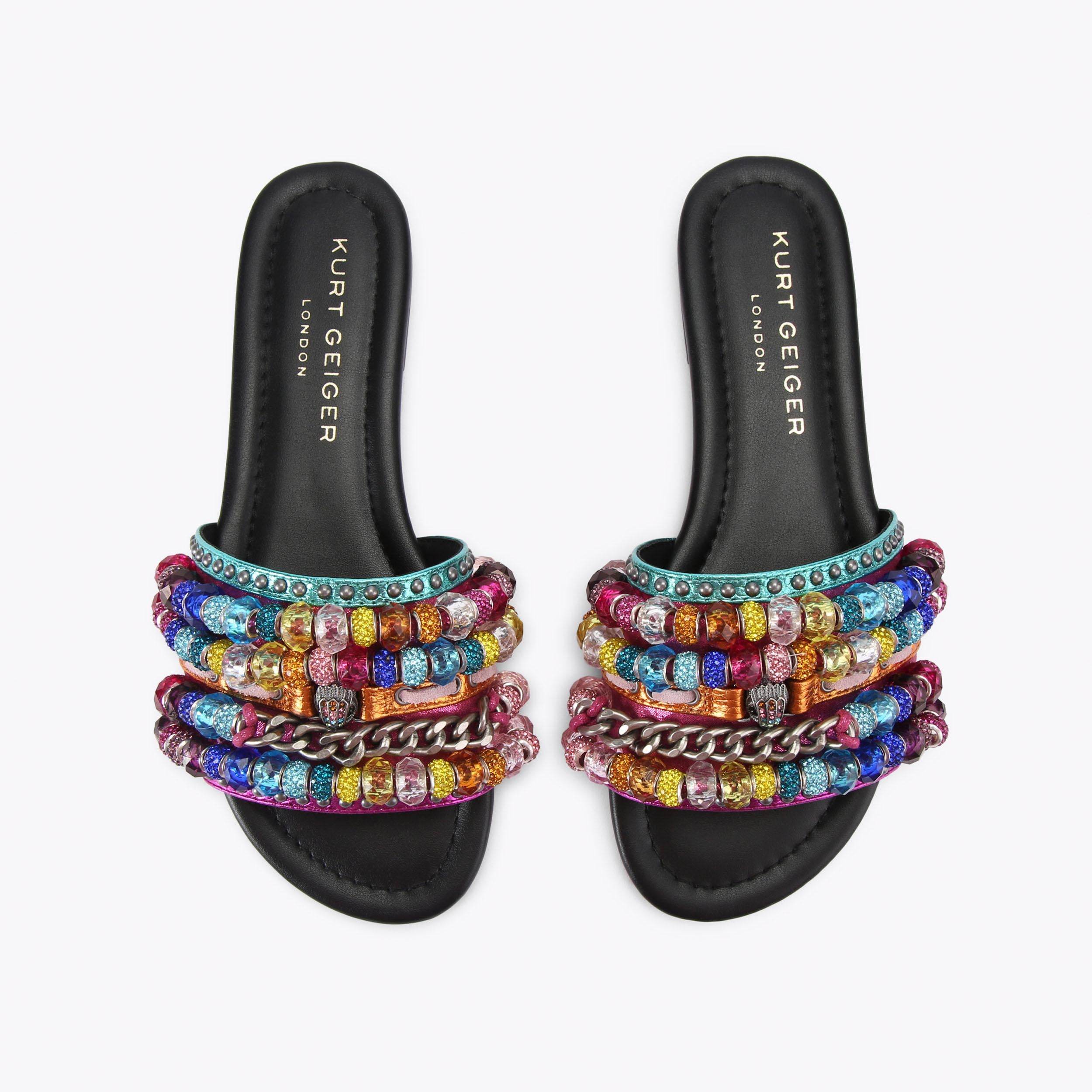 Southbank Beaded Flat — Black Sandal, view 4