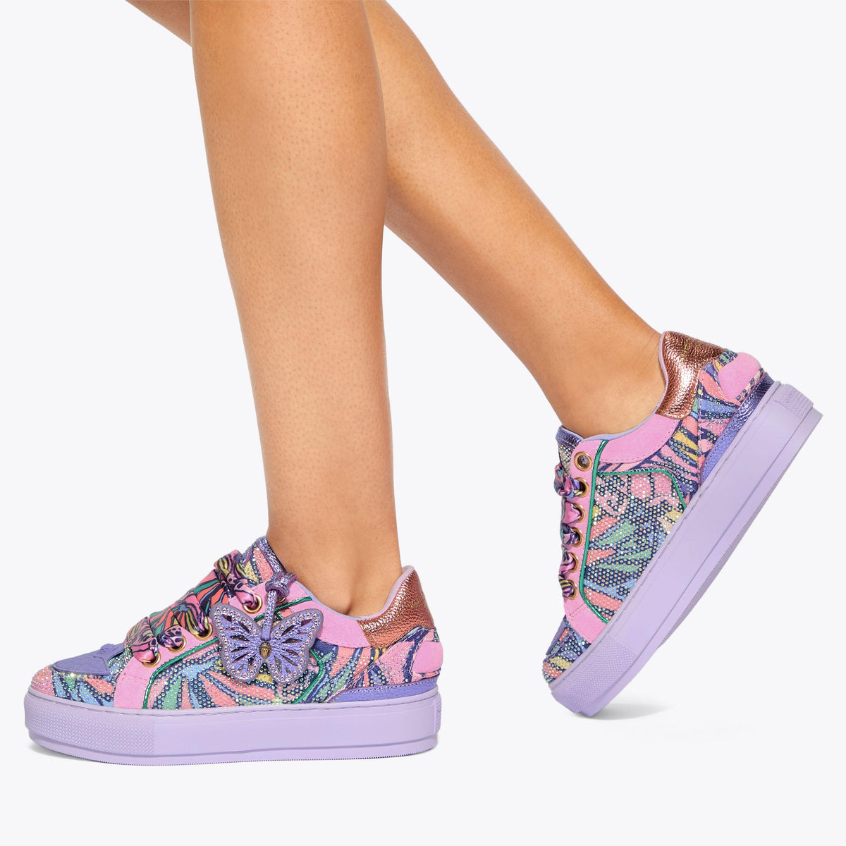Southbank — Lilac Butterfly Print Sneaker, worn on foot
