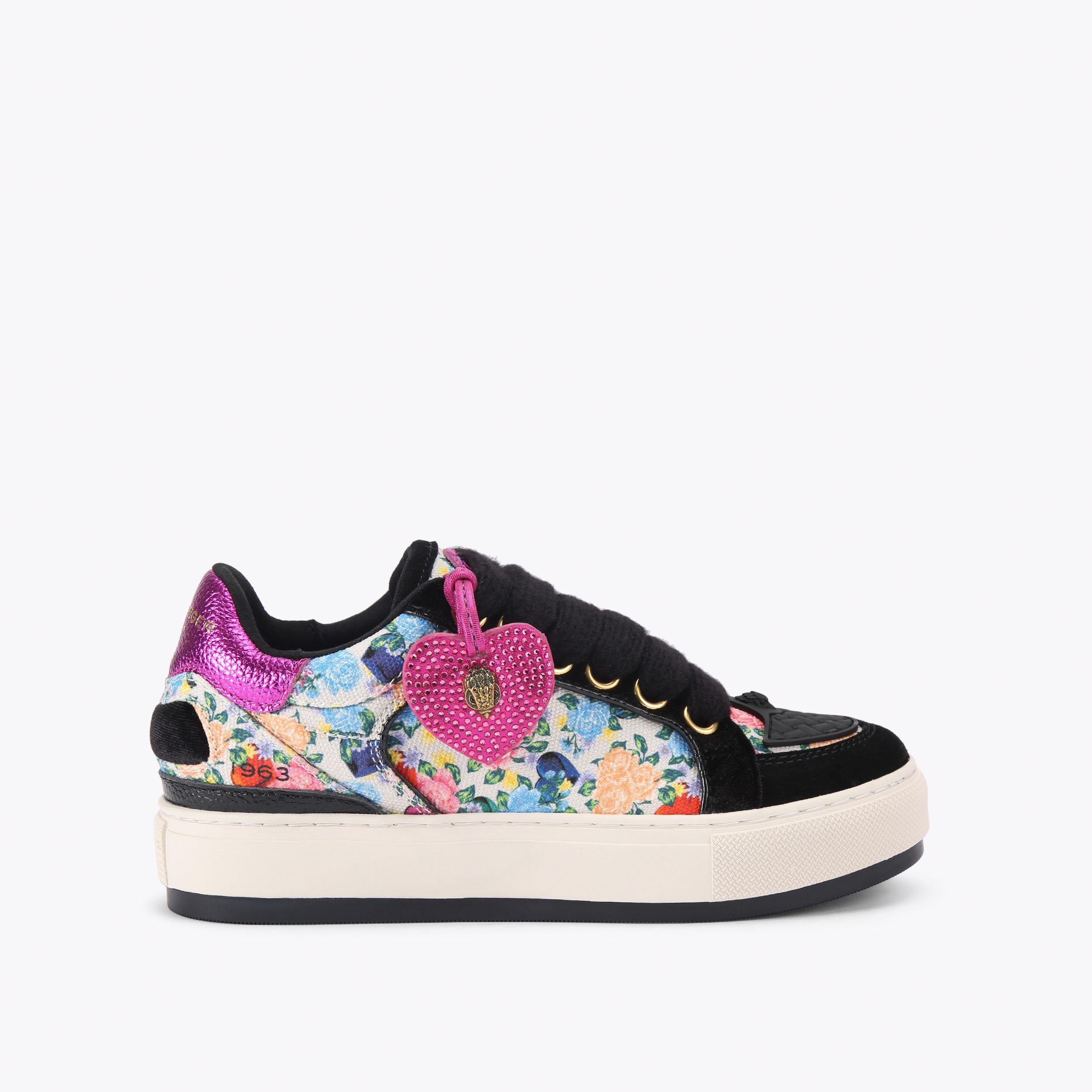 Southbank Tag — Black Floral Print Sneaker, side profile