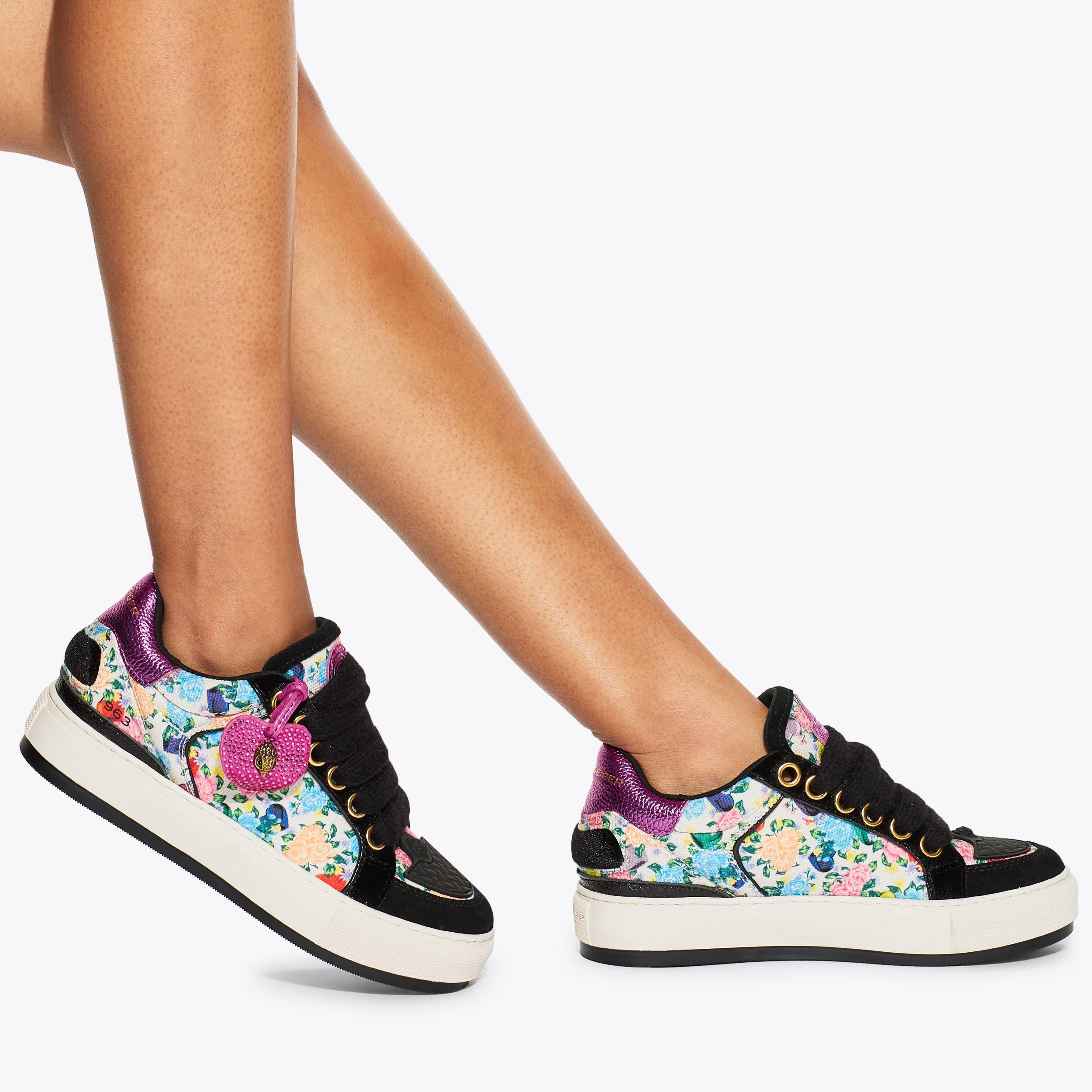 Southbank Tag — Black Floral Print Sneaker, worn on foot