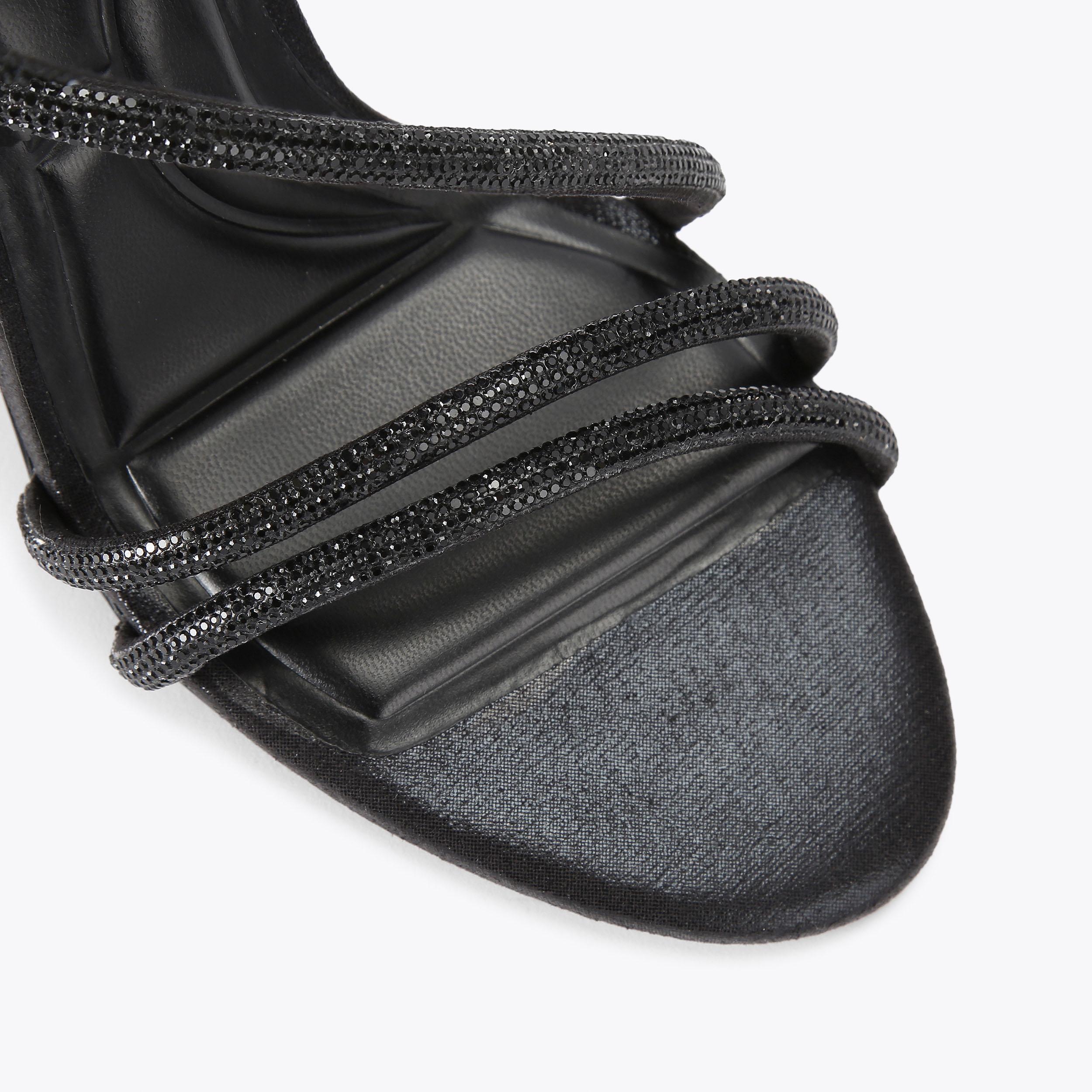 Spiral Heel — Black Crystal Sandal, view 5