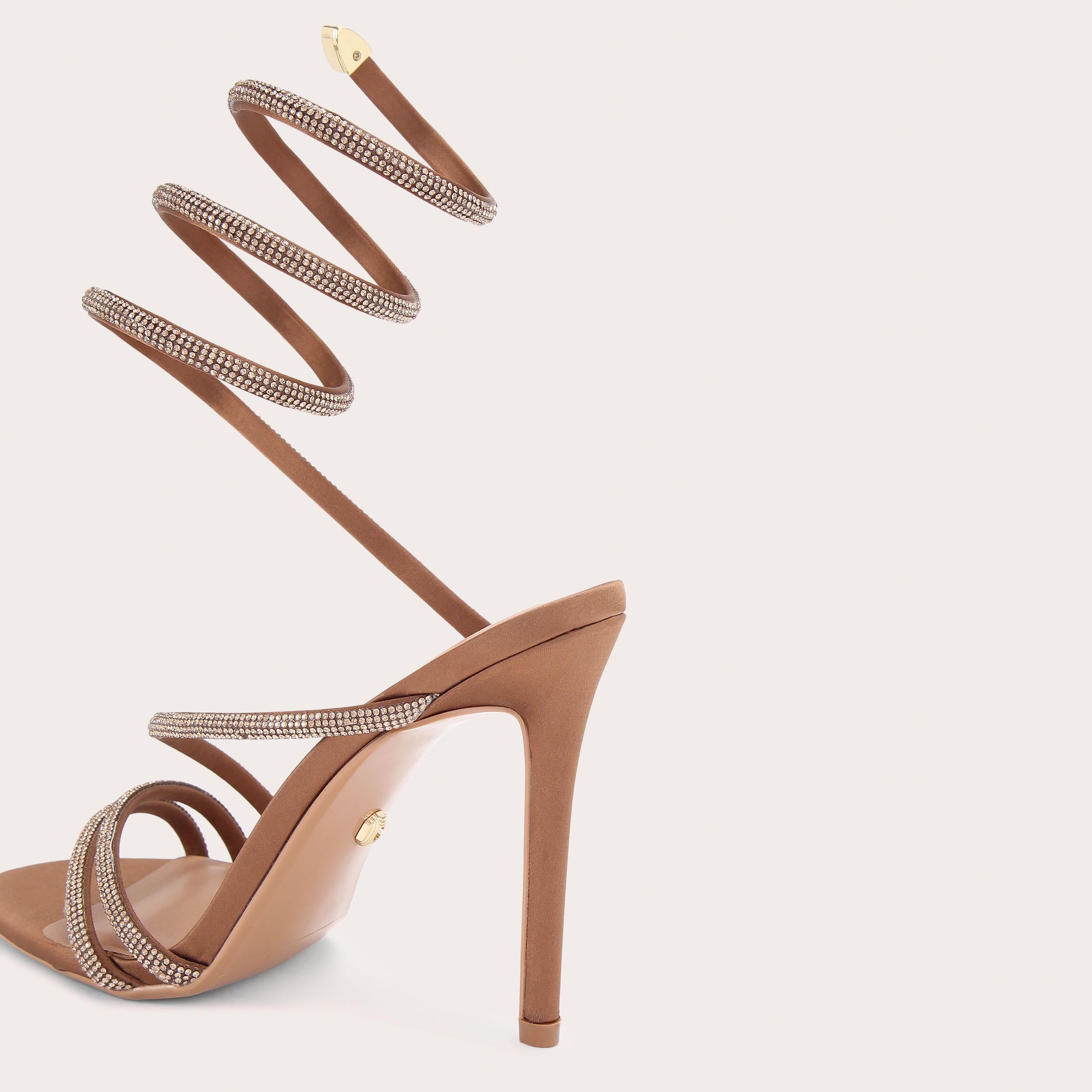Spiral Heel — Bronze Crystal Sandal, detail