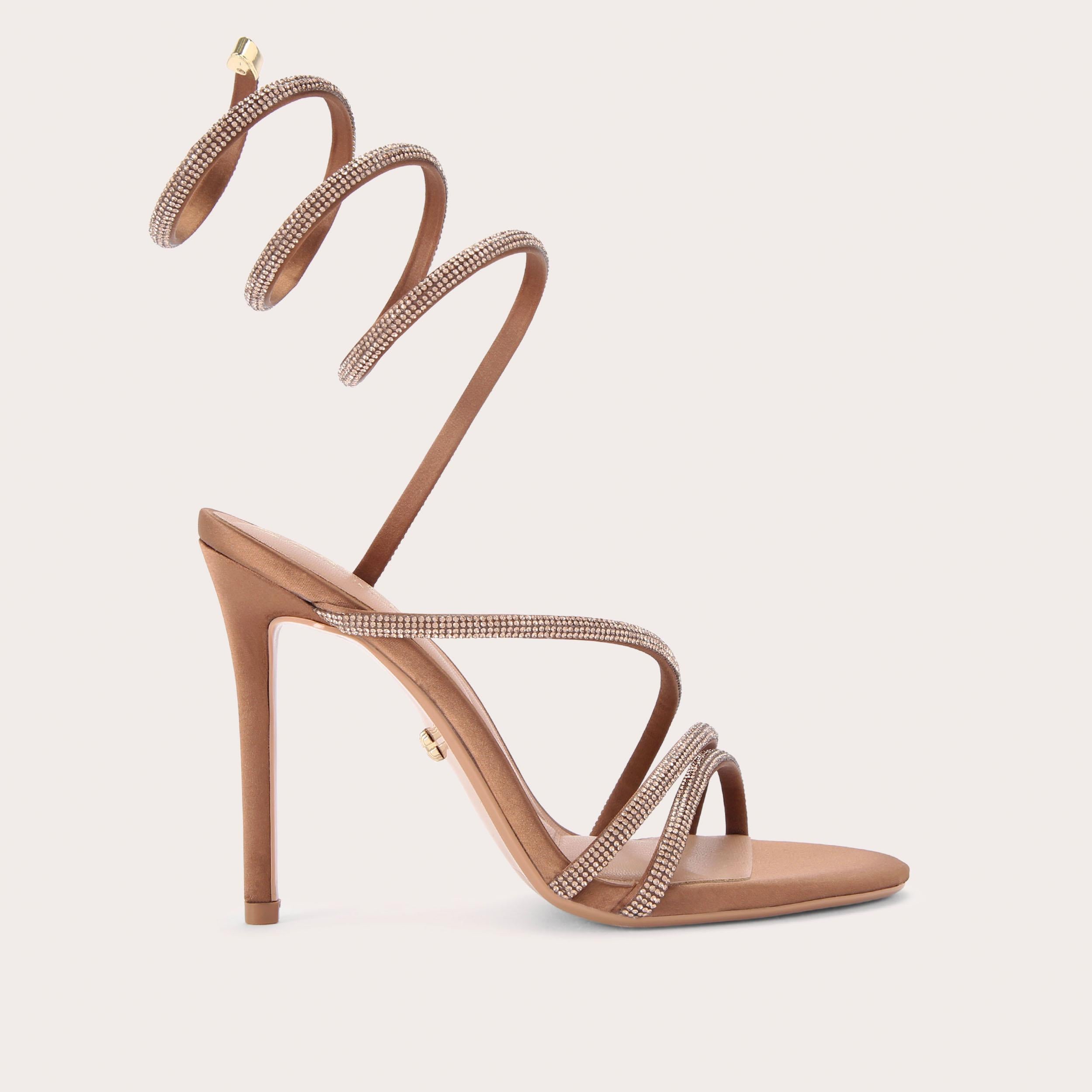 Spiral Heel — Bronze Crystal Sandal, side profile