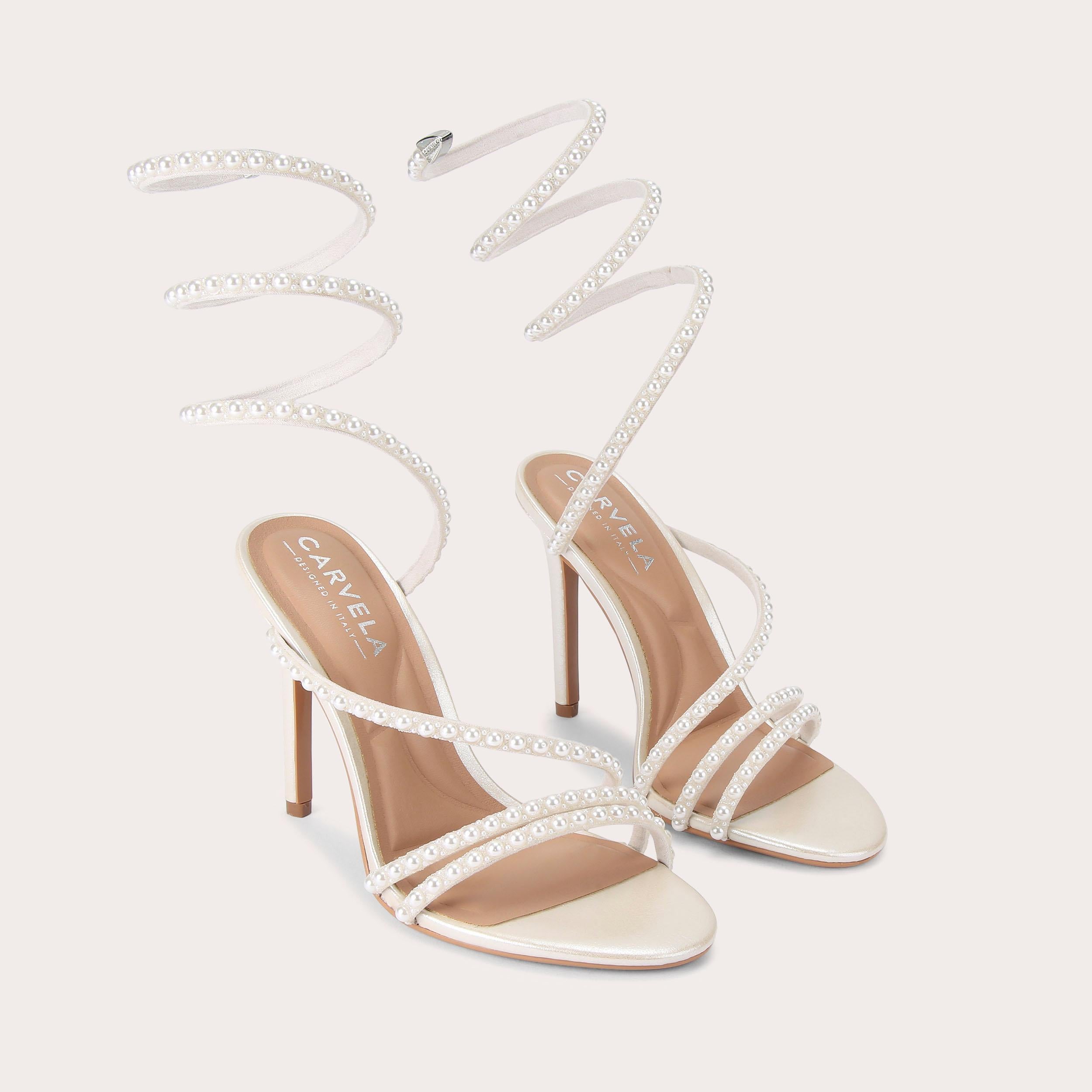 Spiral — Metallic Ivory Faux Pearl Sandal, view 4