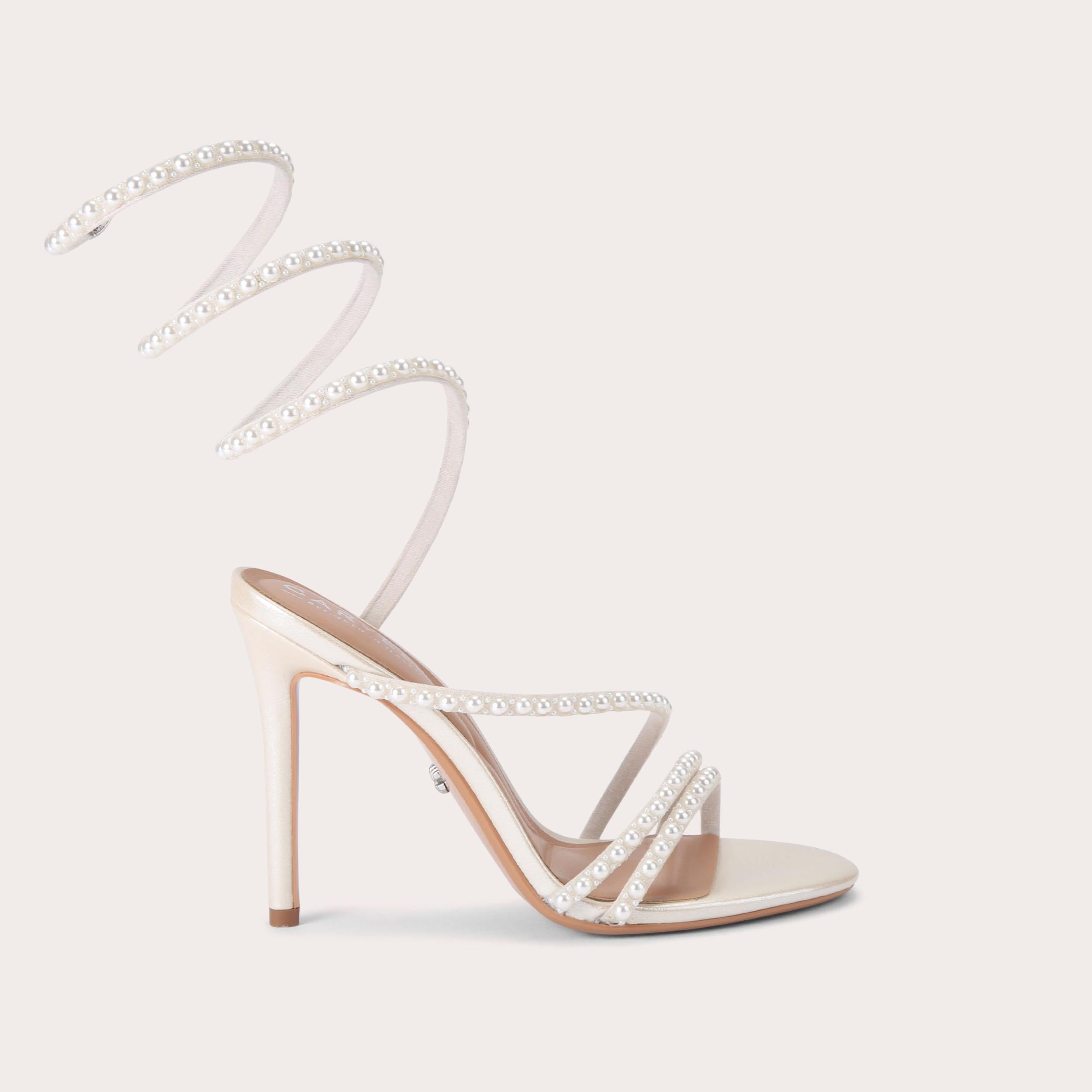 Spiral — Metallic Ivory Faux Pearl Sandal, side profile