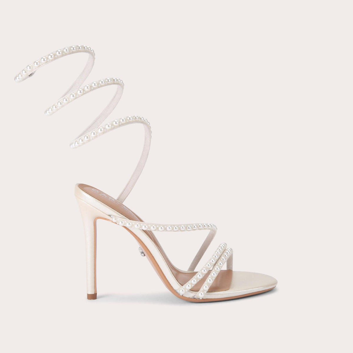 Spiral — Metallic Ivory Faux Pearl Sandal, side profile
