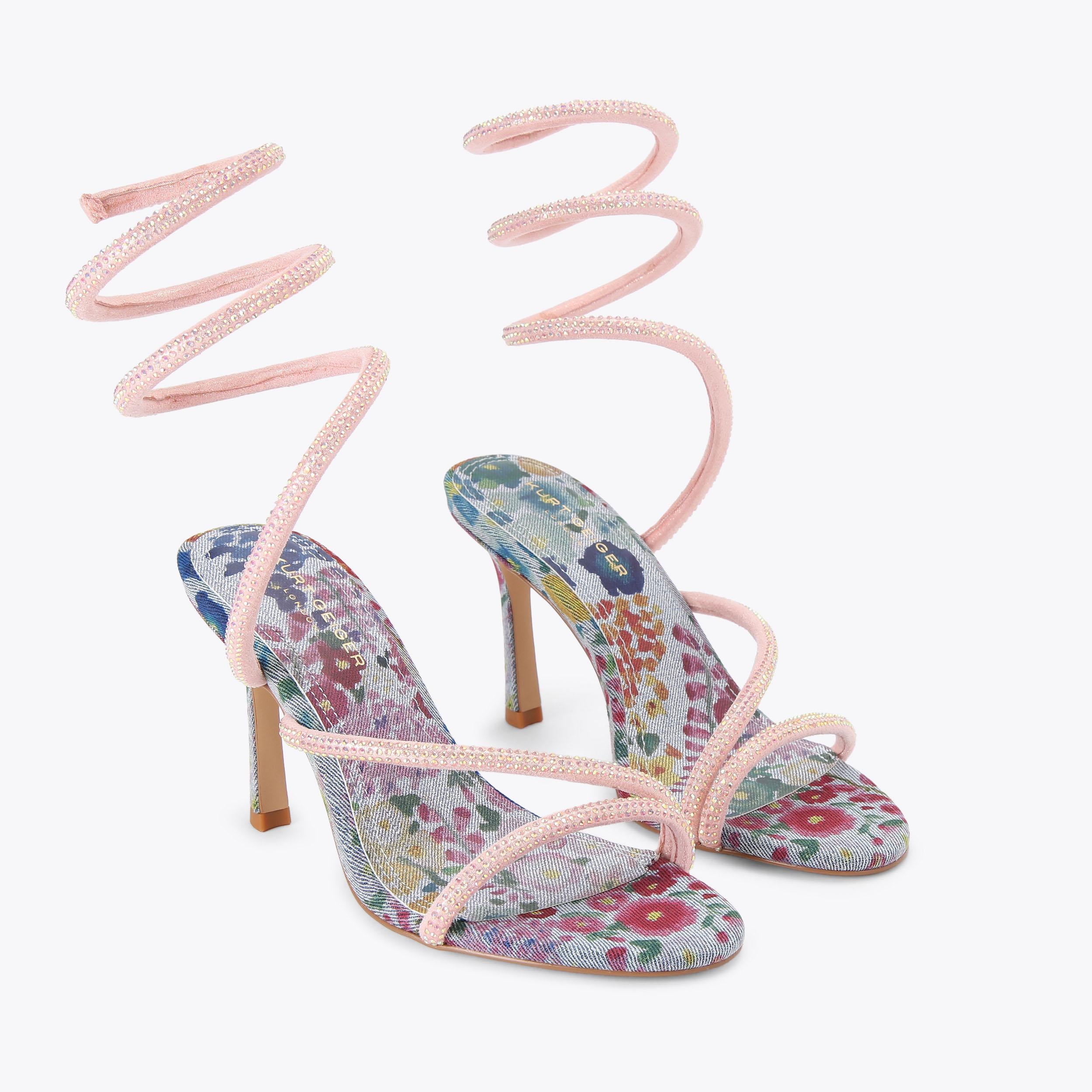Spiral Asymmetric — Pale Blue Fabric Sandal, view 4