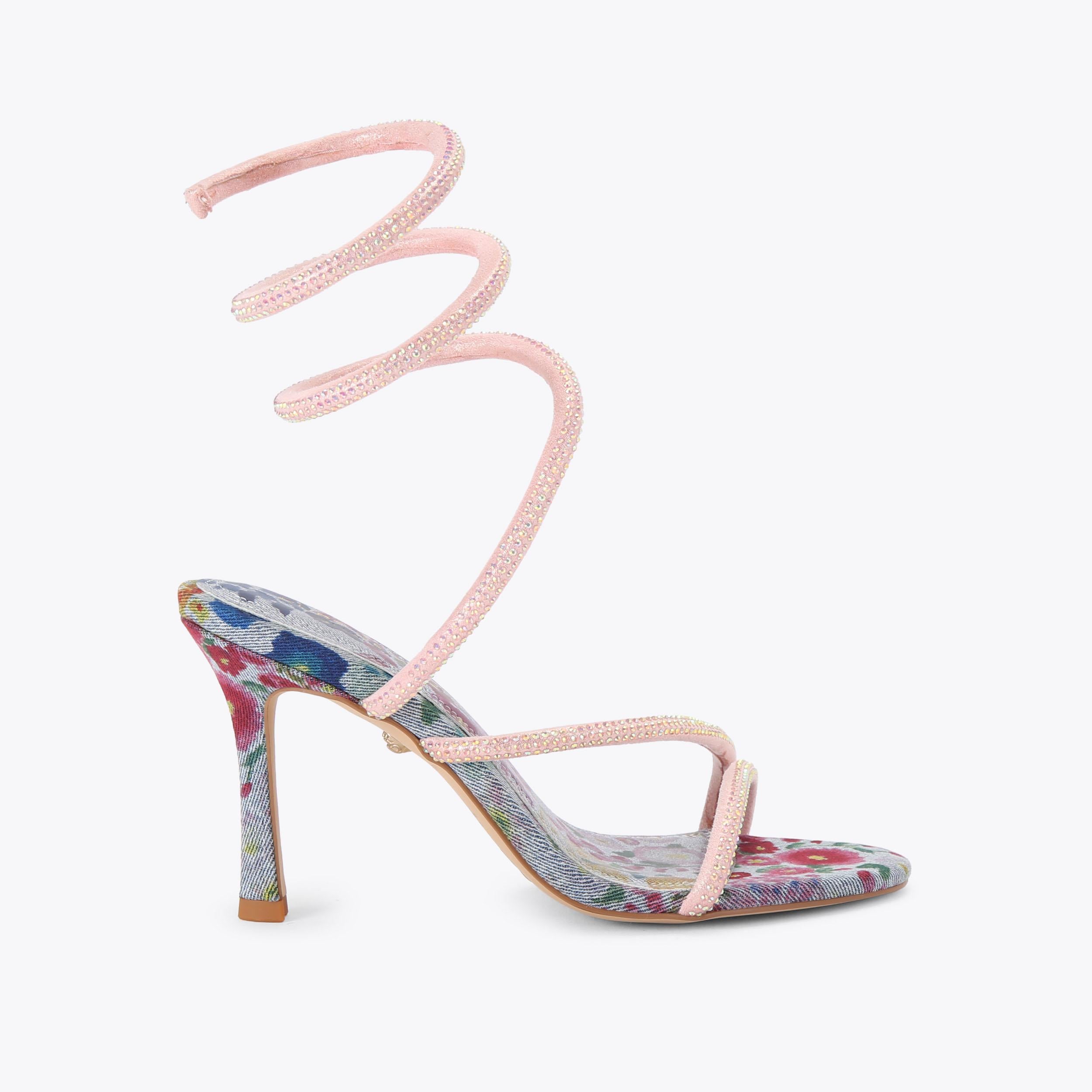 Spiral Asymmetric — Pale Blue Fabric Sandal, side profile