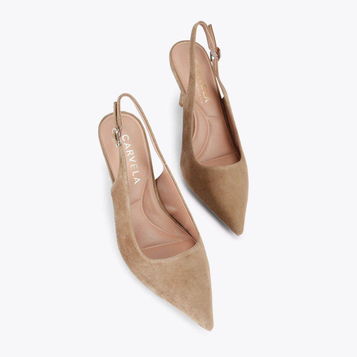 Spirited Heel — Taupe Brown Suede Slingback Pump, view 4