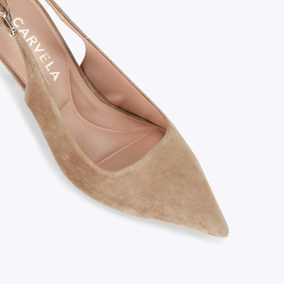 Spirited Heel — Taupe Brown Suede Slingback Pump, view 5