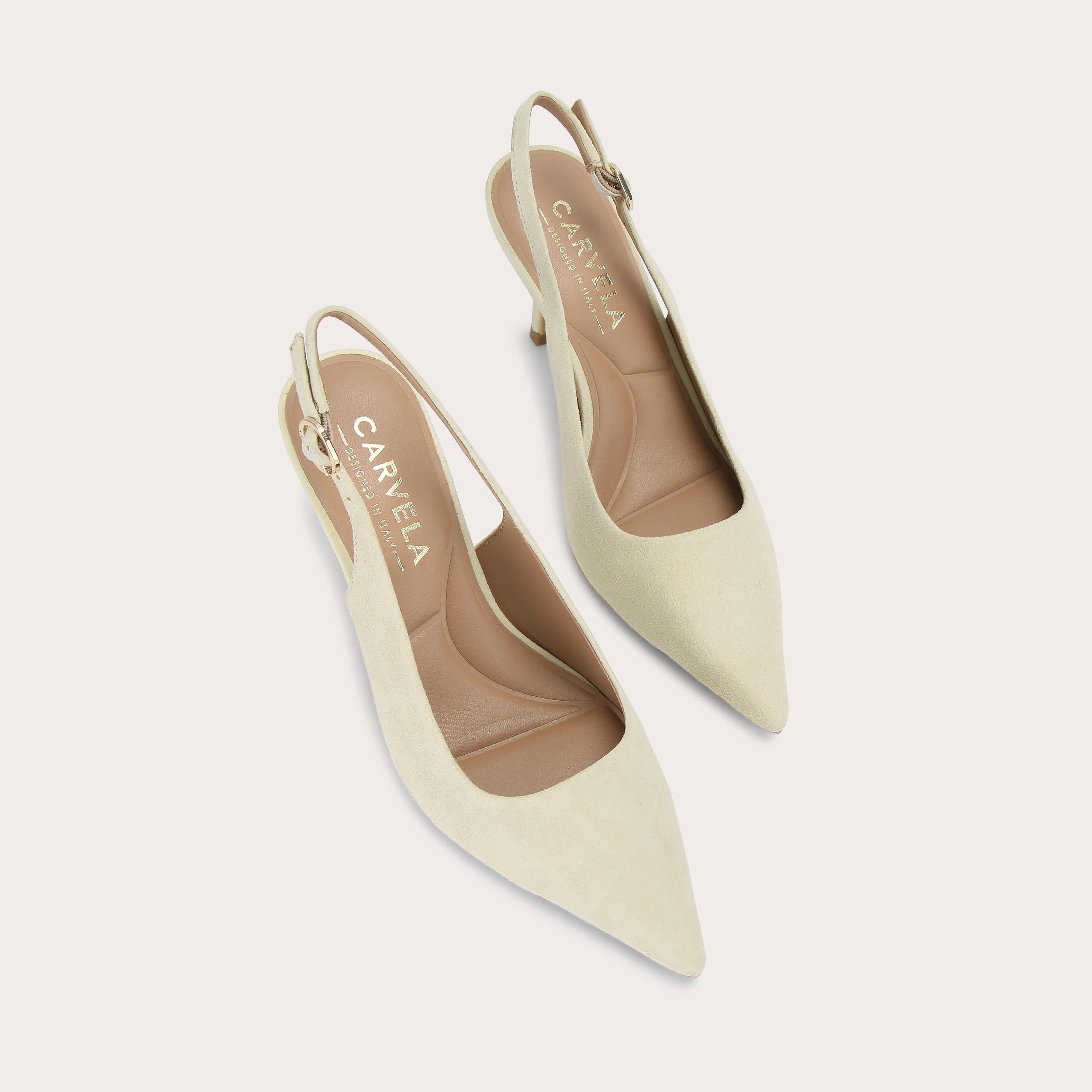 Spirited Heel — Yellow Suede Slingback Pump, view 4