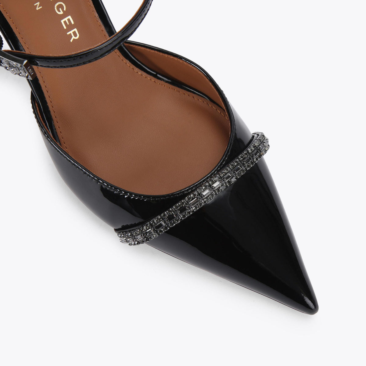 Strass Point Mule — Black Patent Crystal Mule, view 5