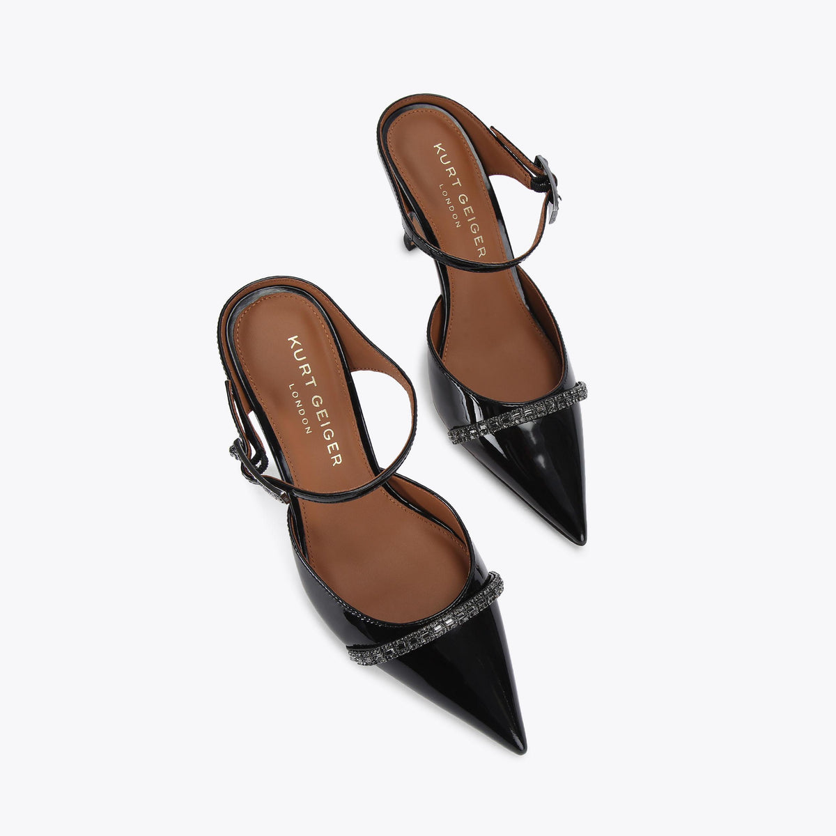 Strass Point Mule — Black Patent Crystal Mule, view 4