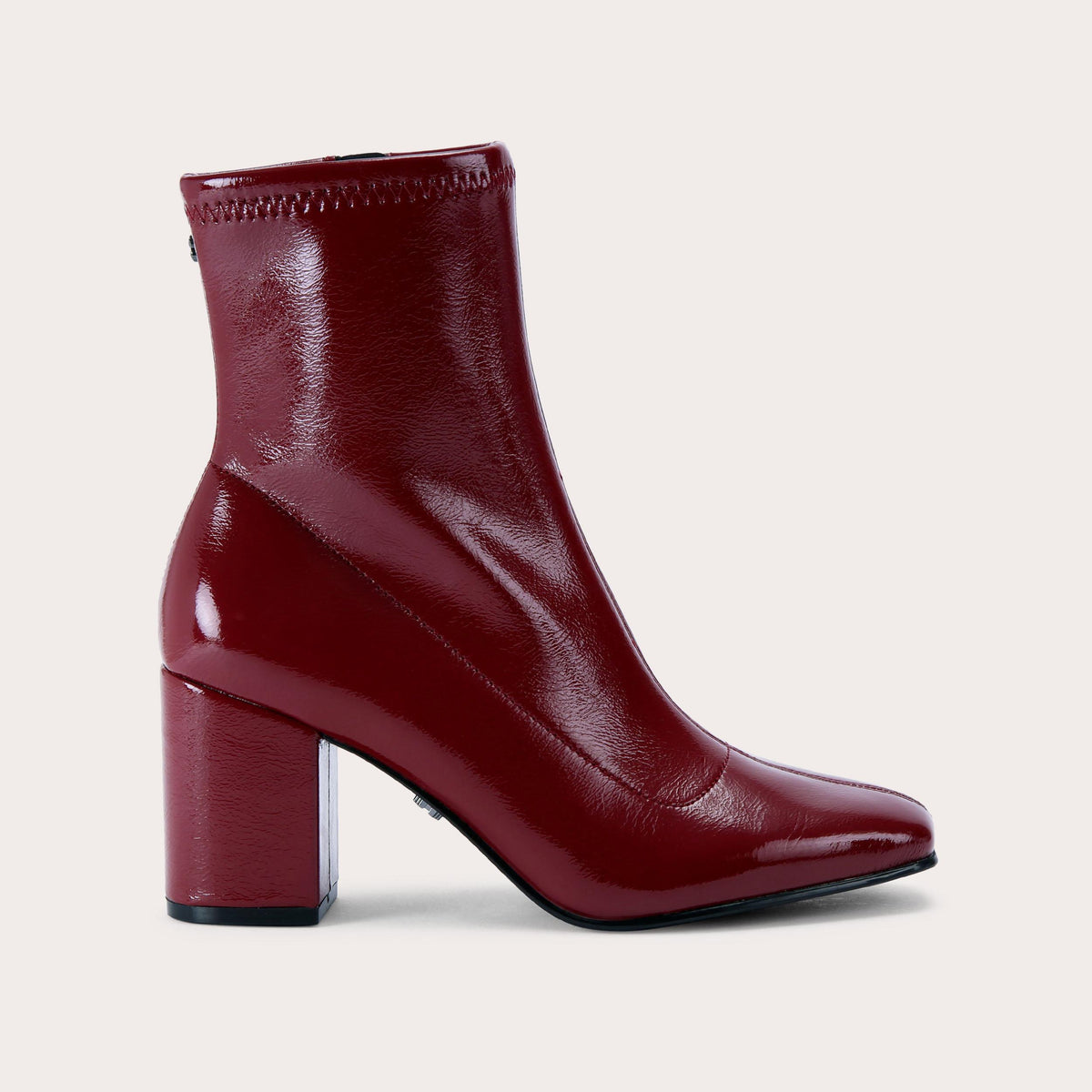 Strut Ankle Boot — Red Patent Ankle Boot, side profile