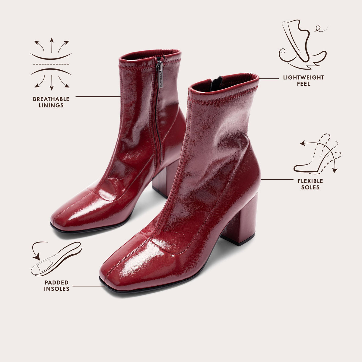 Strut Ankle Boot — Red Patent Ankle Boot, view 7